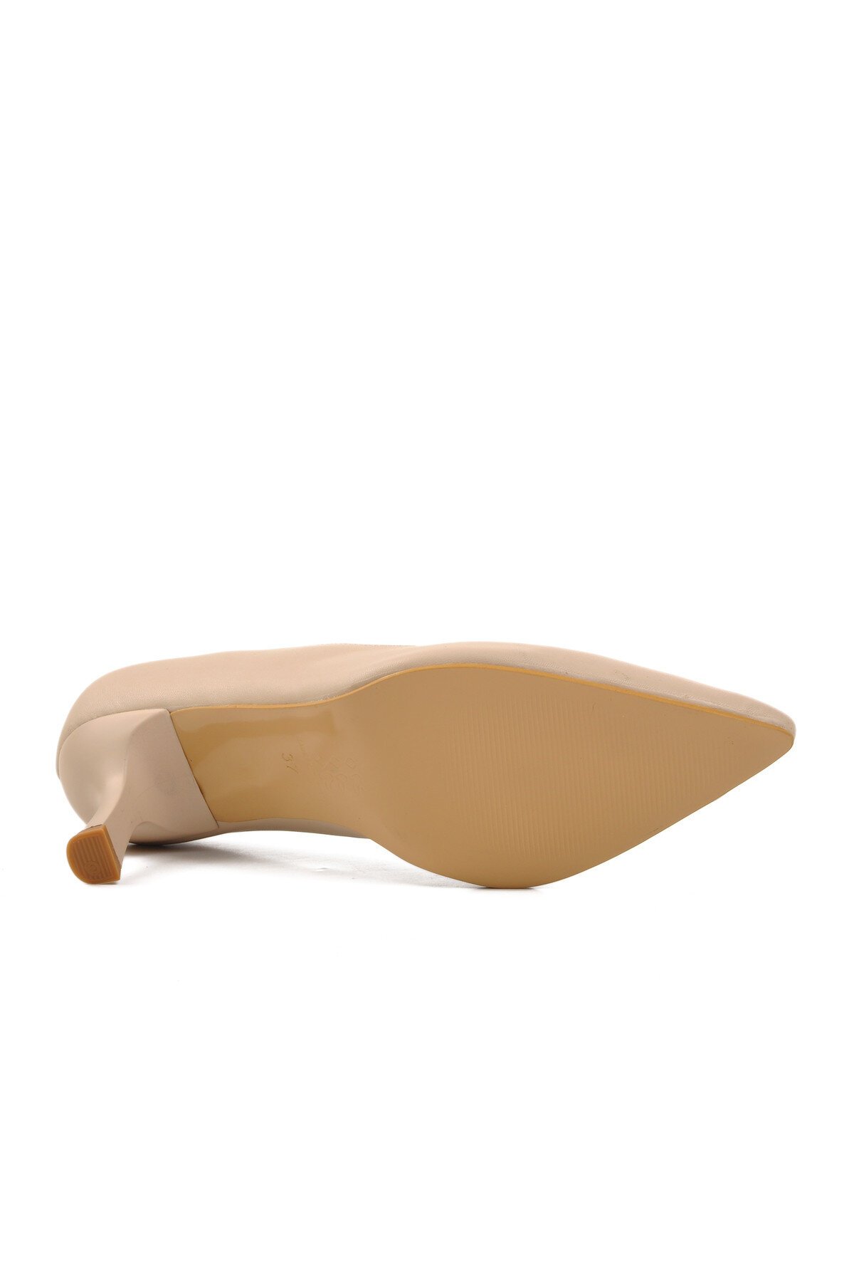 Ayakmod Bej Cilt Kadın Topuklu Ayakkabı