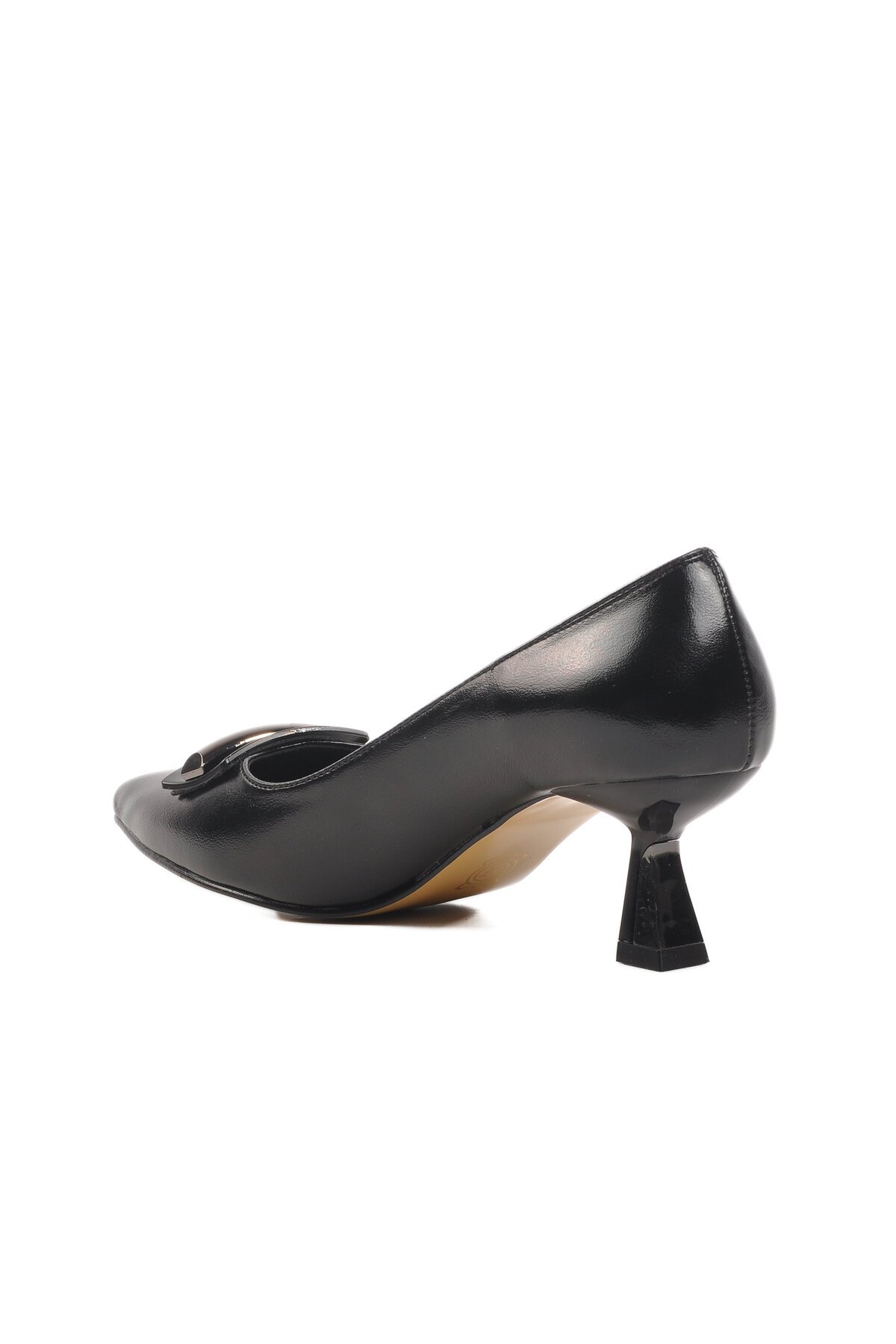 Ayakmod Siyah Cilt Kadın Topuklu Ayakkabı