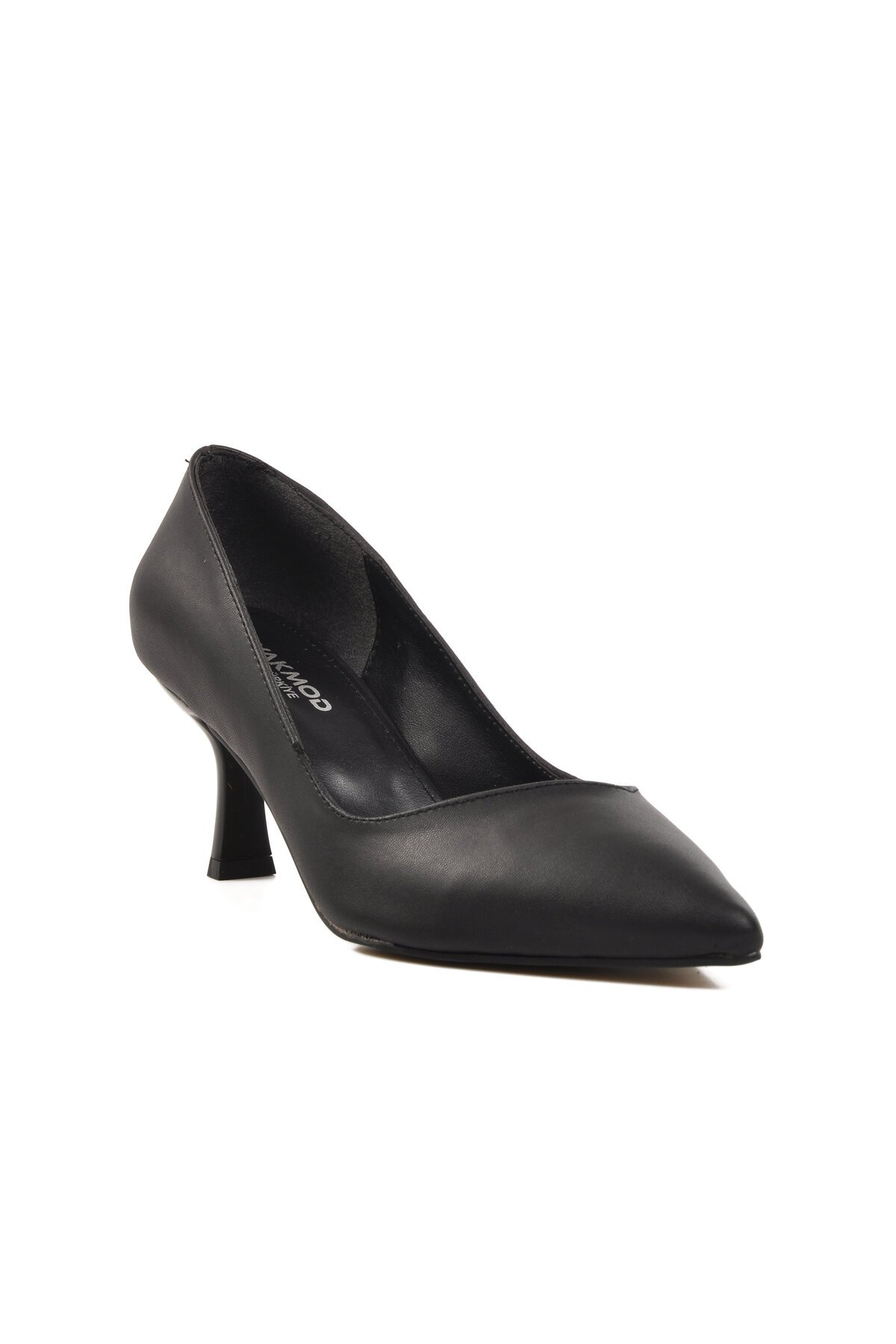 Ayakmod Siyah Cilt Kadın Topuklu Ayakkabı