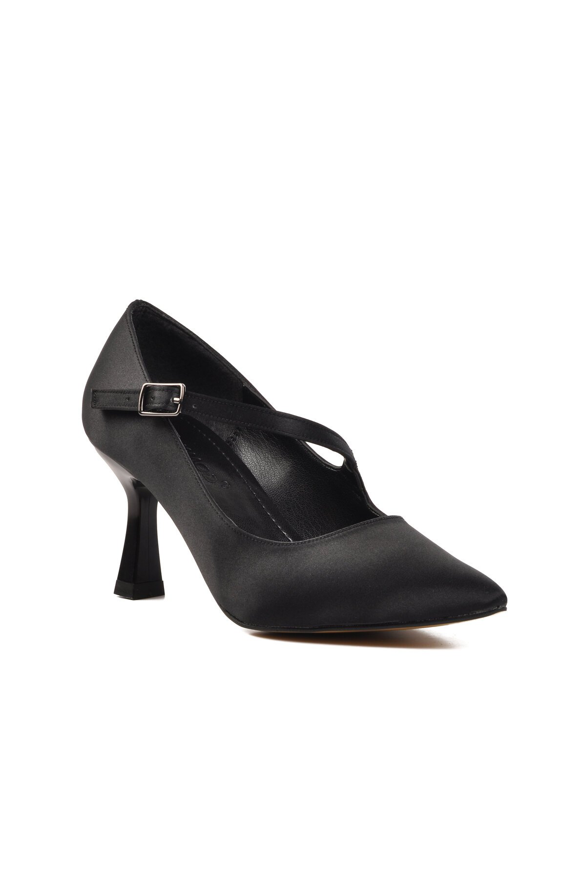 Ayakmod Siyah Saten Kadın Topuklu Ayakkabı