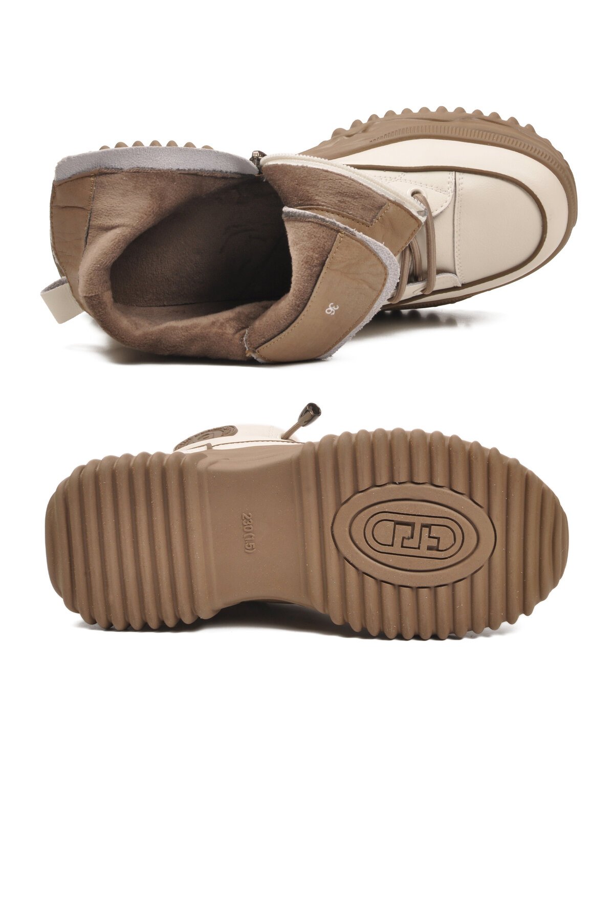 Bej Fermuarlı İçi Polarlı Kadın Bot 26K310-13 Z