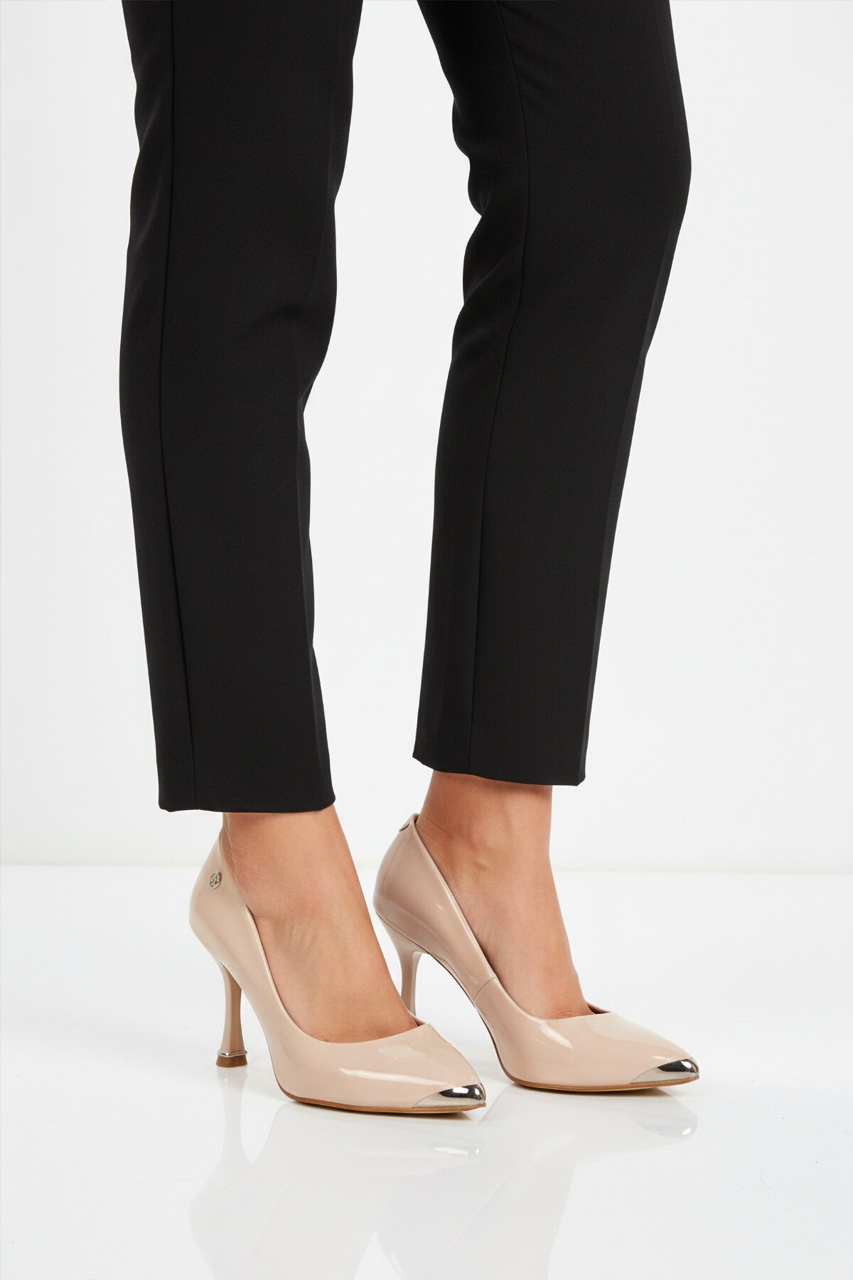 Bej Rugan Hafif İnce Topuklu Kadın Abiye Ayakkabı PC-55118 Z