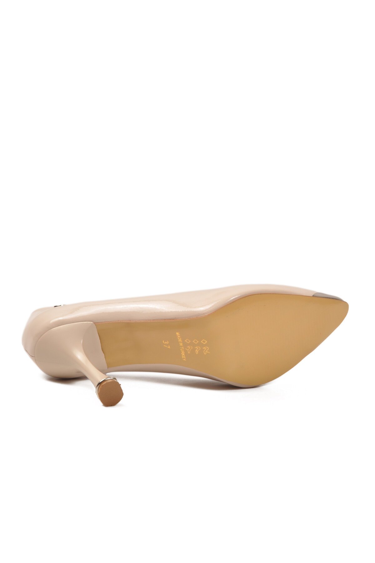 Bej Rugan Hafif İnce Topuklu Kadın Abiye Ayakkabı PC-55118 Z