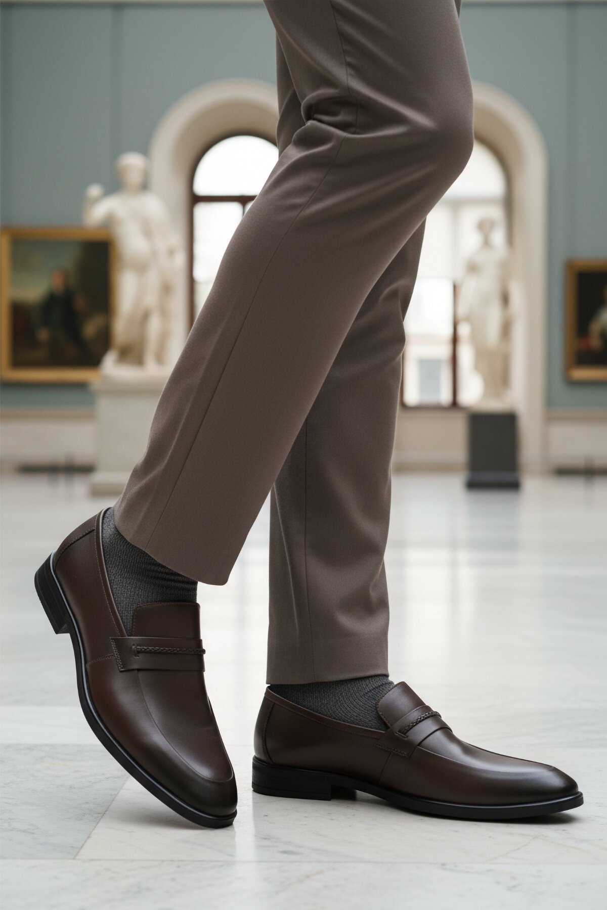 Kahve Hakiki Deri Erkek Klasik Ayakkabı 854 M