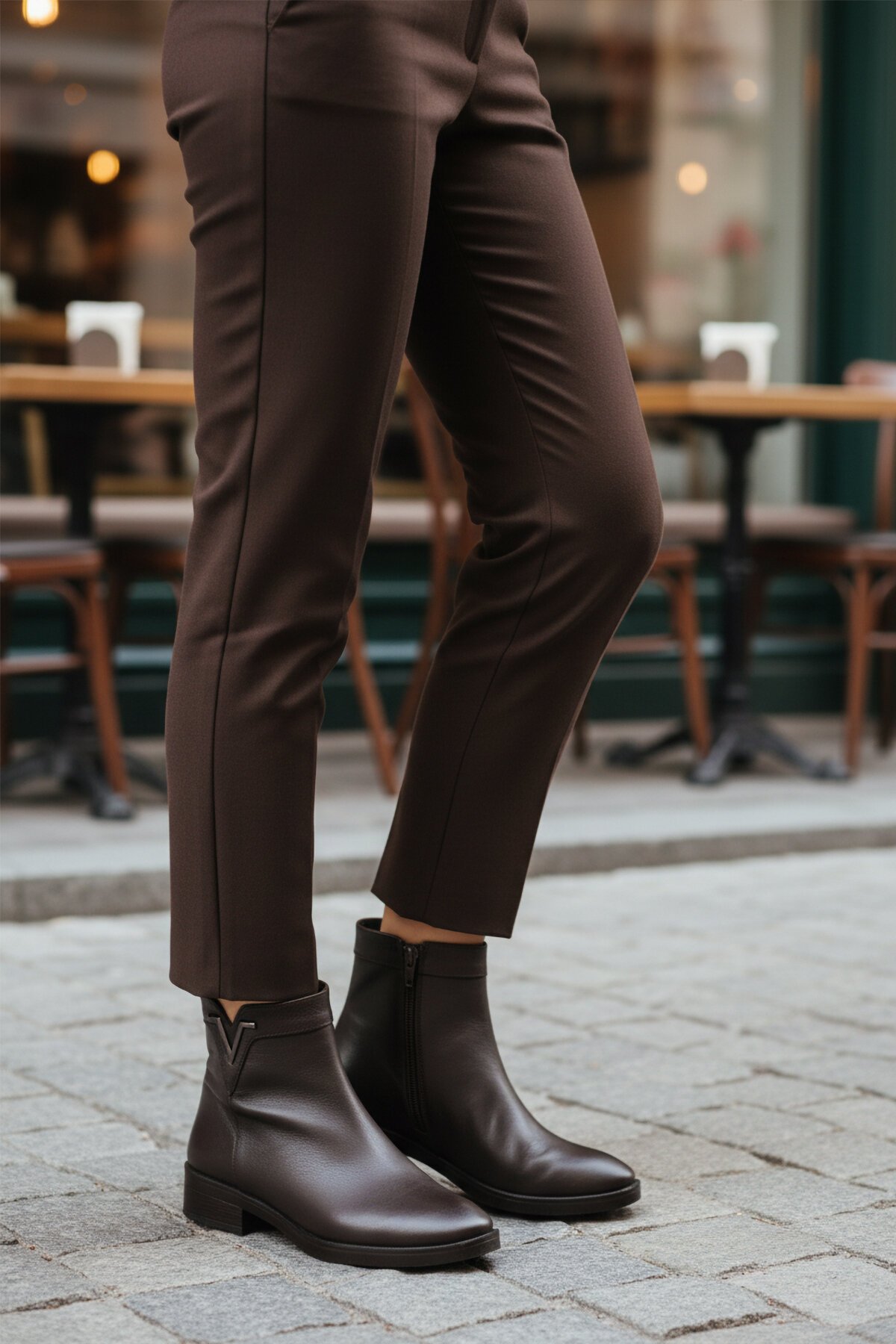 Kahve Hakiki Deri İçi Polarlı Kadın Bot Premium 21893-1 Z