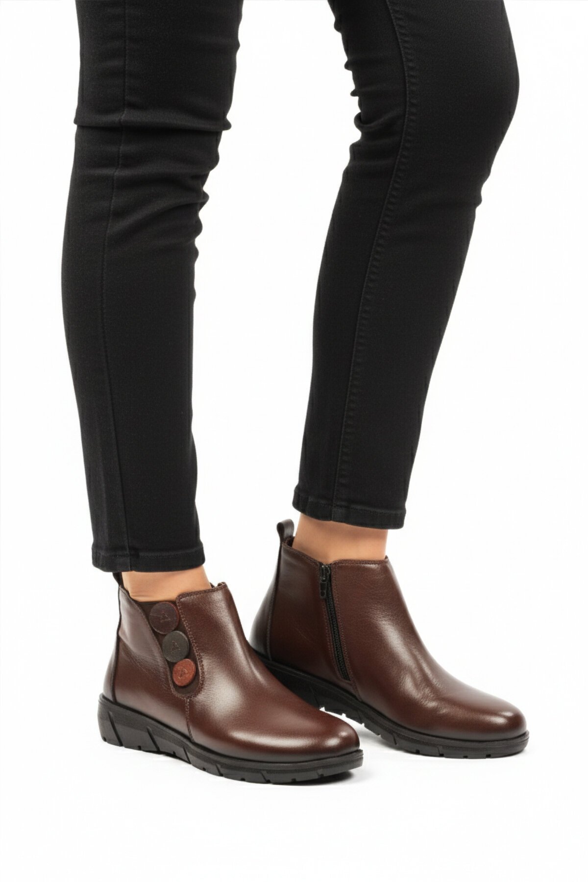 Kahve Hakiki Deri Kadın Bot Z406 Z