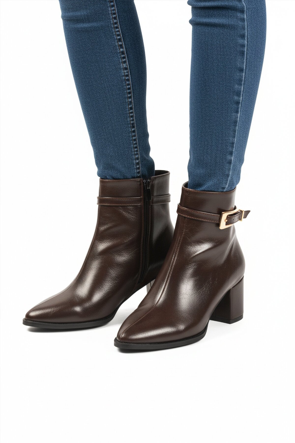 Kahve Suni Deri Kadın Bot 262327 Z (Dar Kalıp)