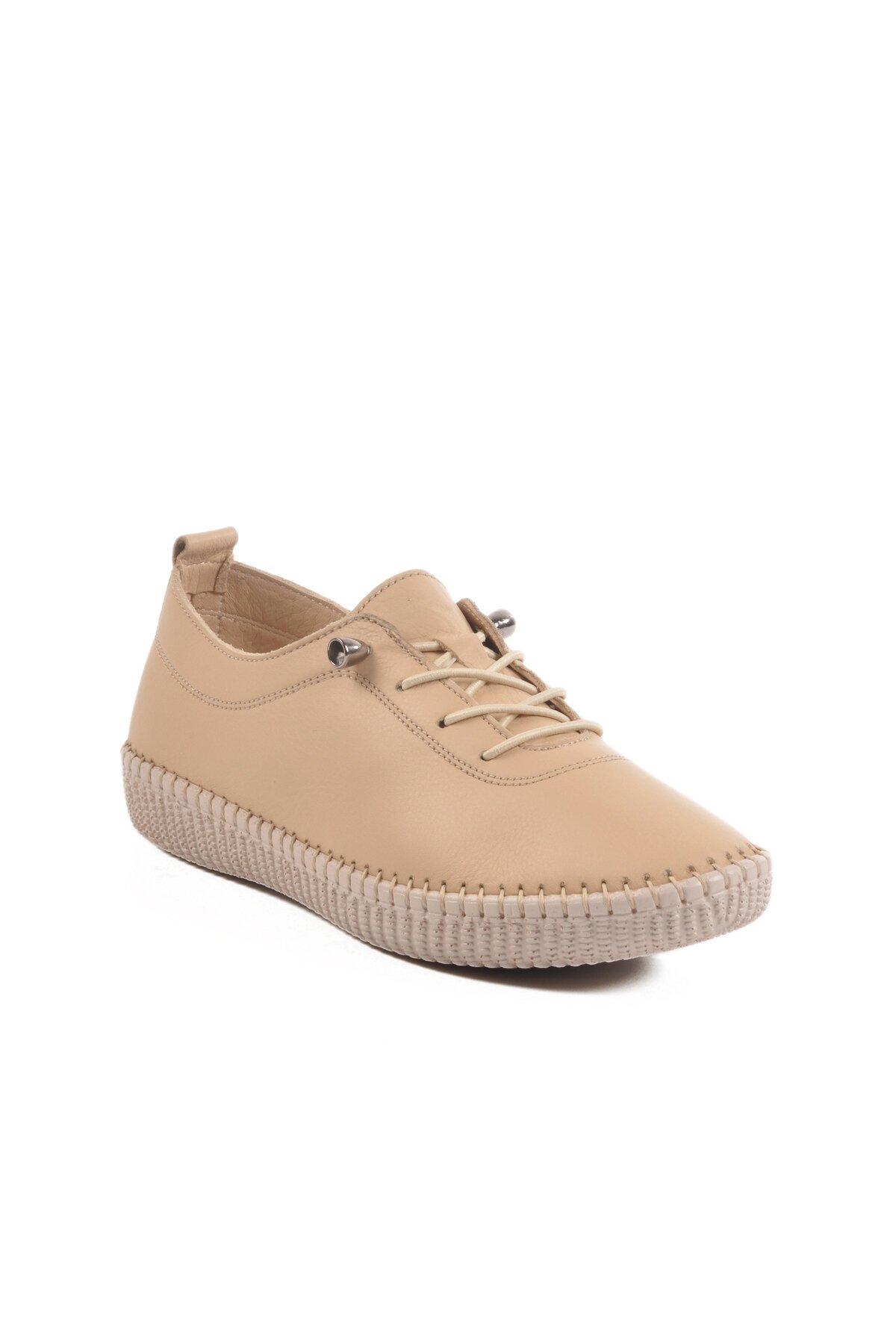 Krem Hakiki Deri Kadın Günlük Ayakkabı Pepita 7230 Z
