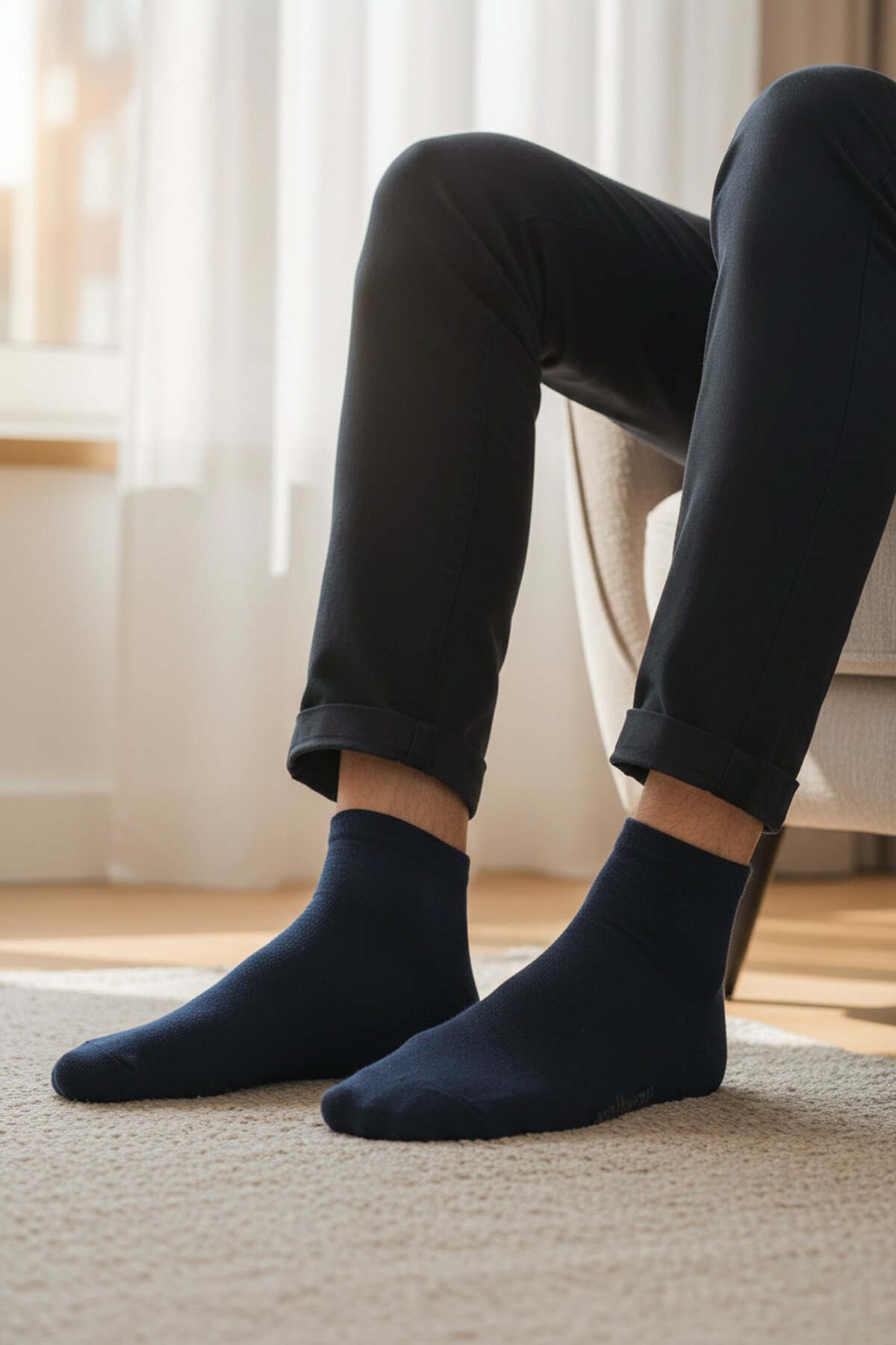 Lacivert Pamuklu Uzun Erkek Çorap PTK-2184