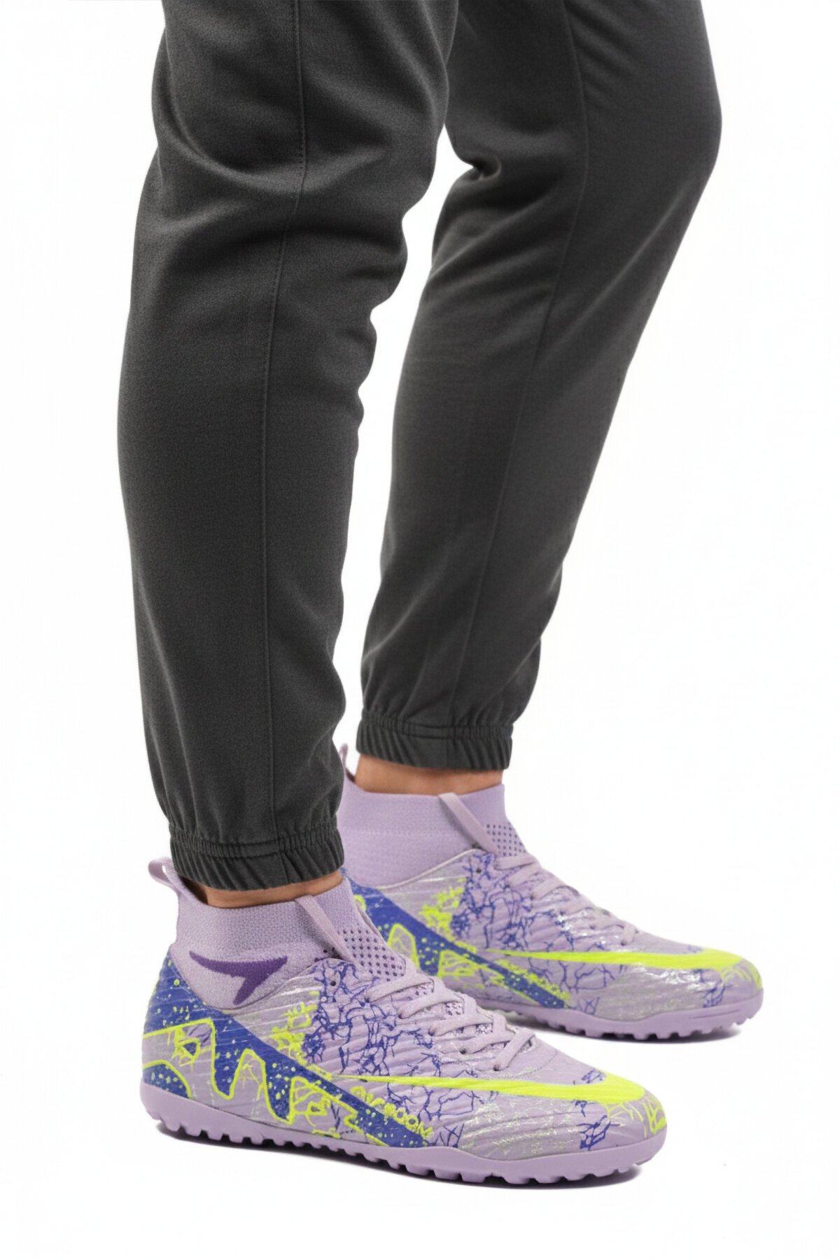 Lila-Mor Çoraplı Unisex Halı Saha Ayakkabısı Air 600 G