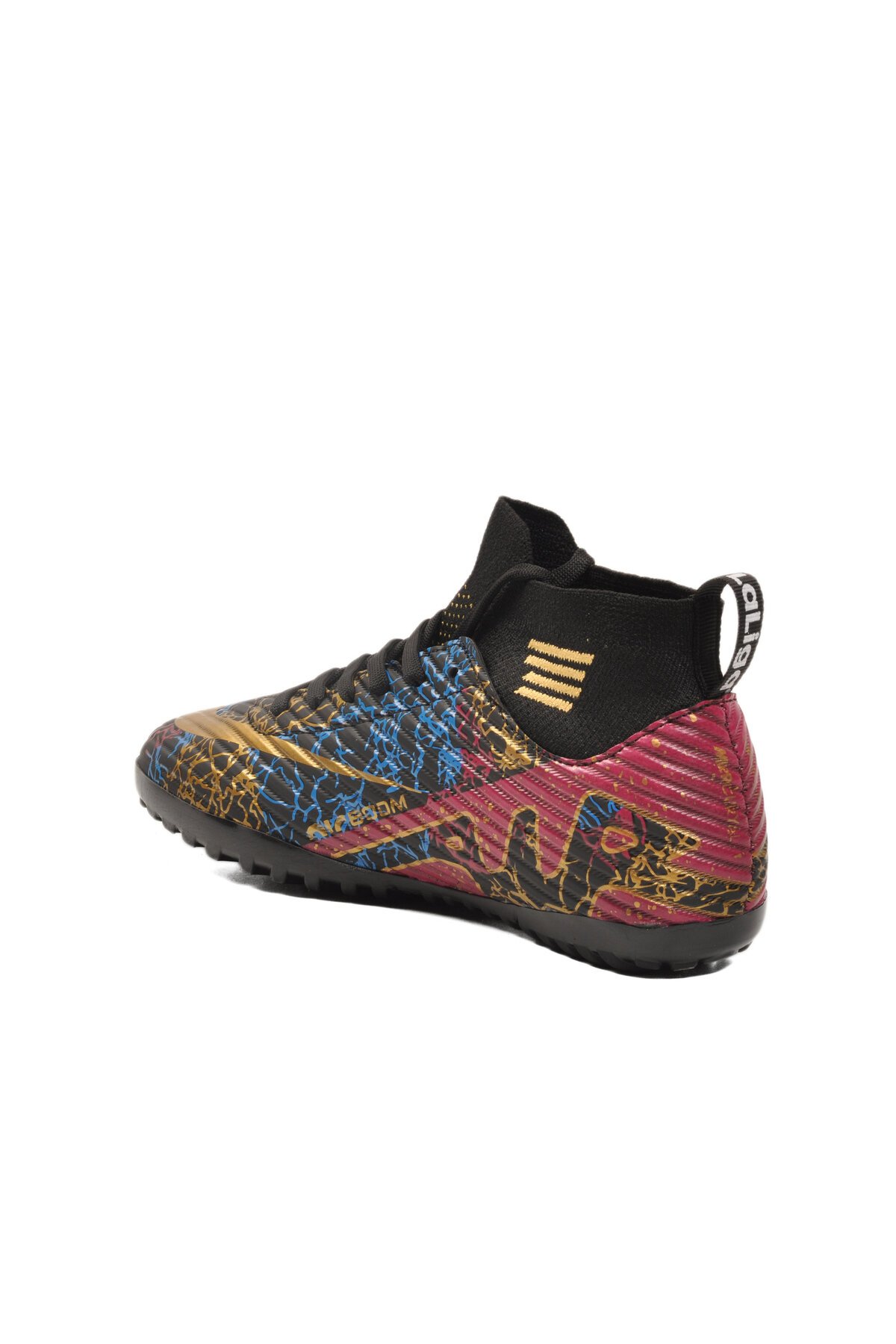 Siyah-Altın Çoraplı Unisex Halı Saha Ayakkabısı Air 565 G
