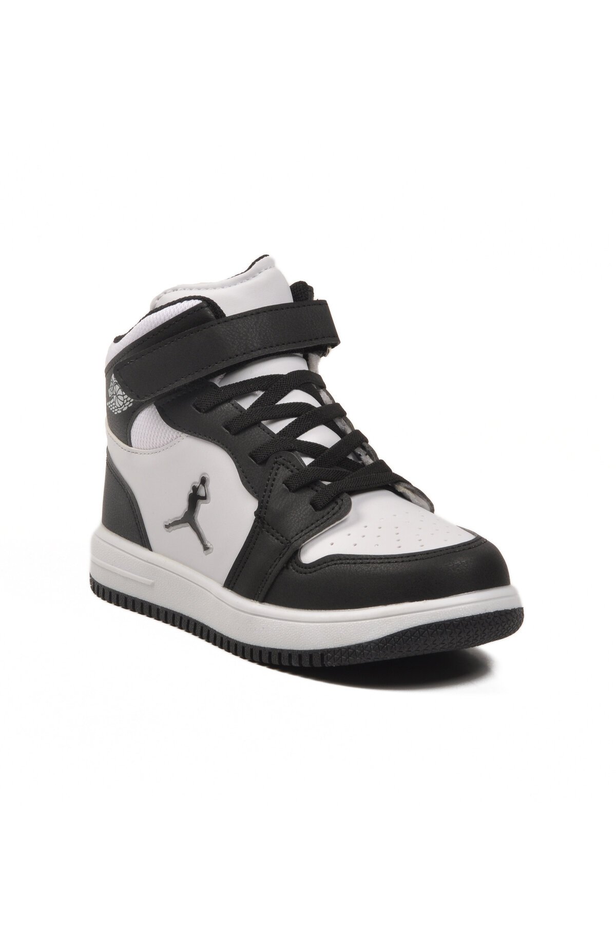 Siyah-Beyaz Çocuk Spor Ayakkabı Haykat Uzun F