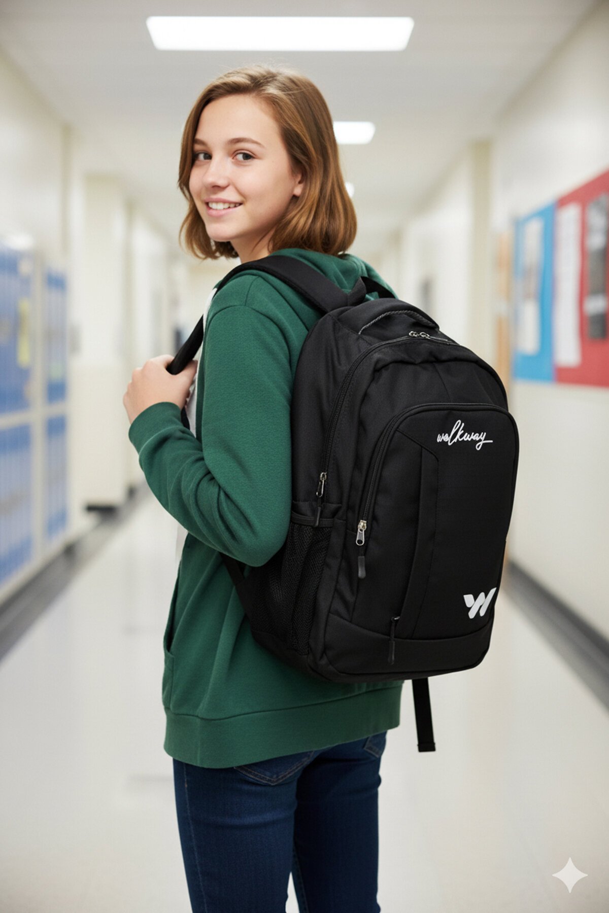 Siyah-Beyaz  Unisex Okul Çantası Kupra Sırt Çantası