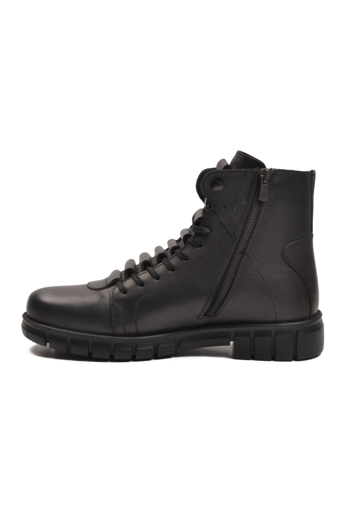 Siyah Hakiki Deri Fermuarlı İçi Kürklü Erkek Bot 2K8518-HK-350 M