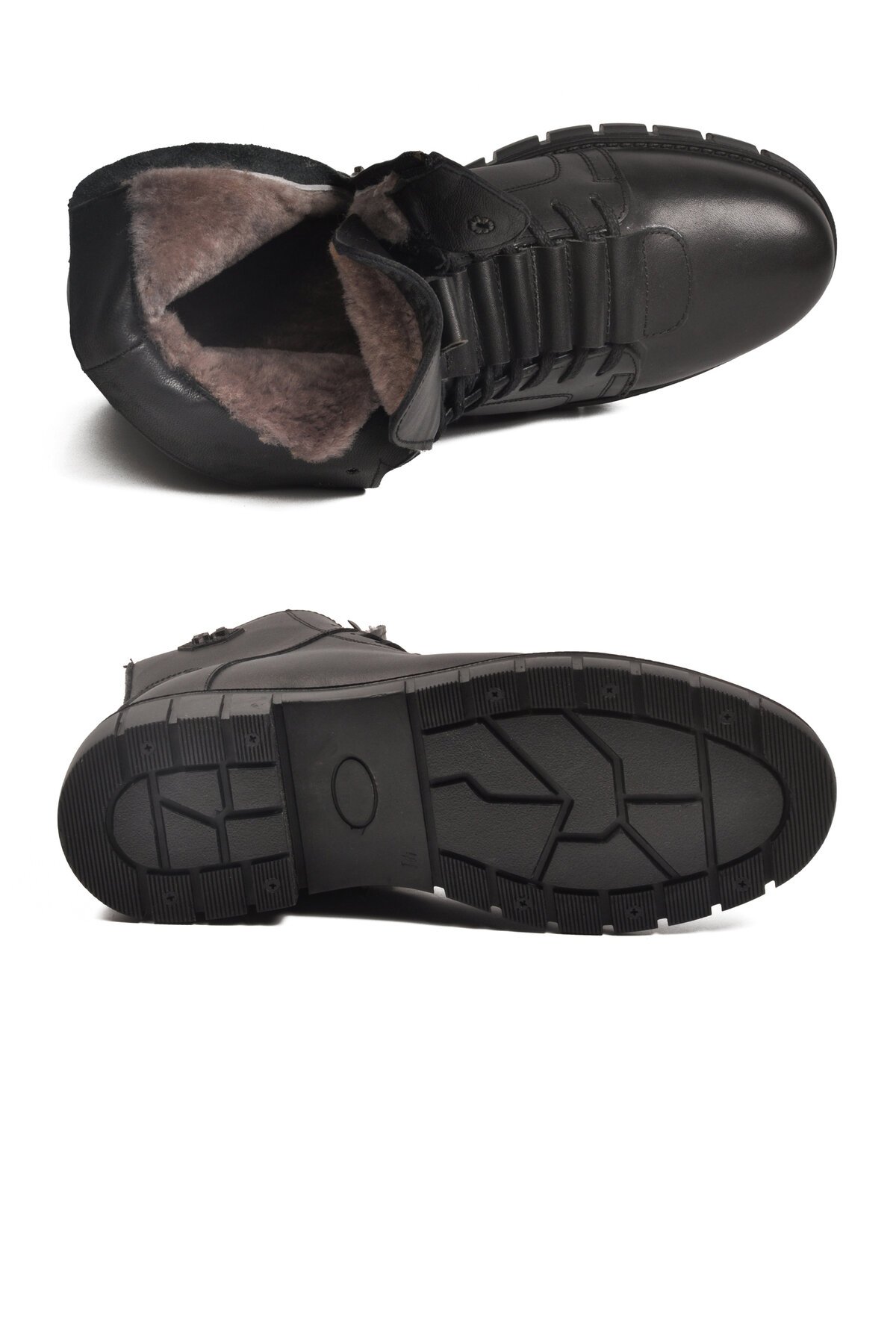 Siyah Hakiki Deri Fermuarlı İçi Kürklü Erkek Bot 2K8518-HK-350 M