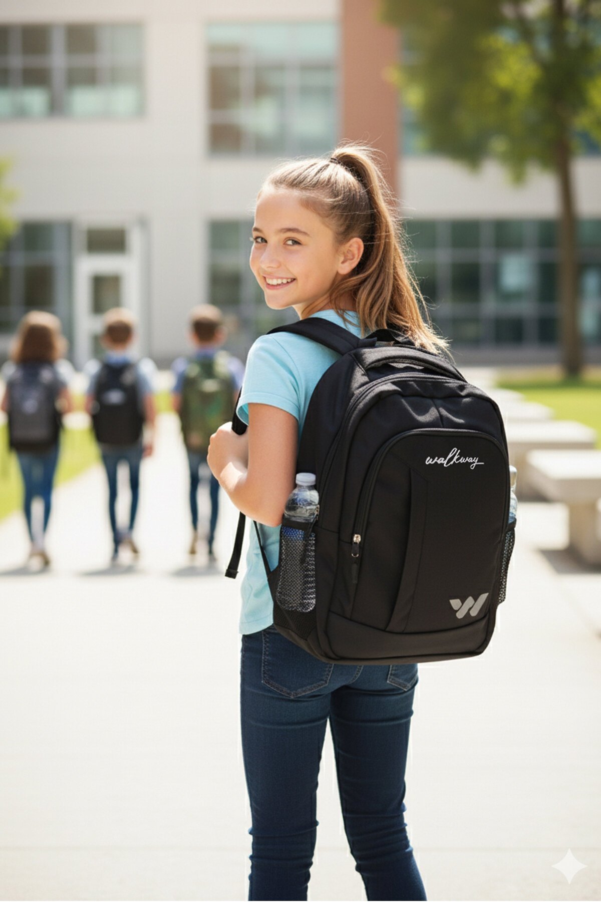 Siyah-Füme Unisex Okul Çantası Kupra Sırt Çantası