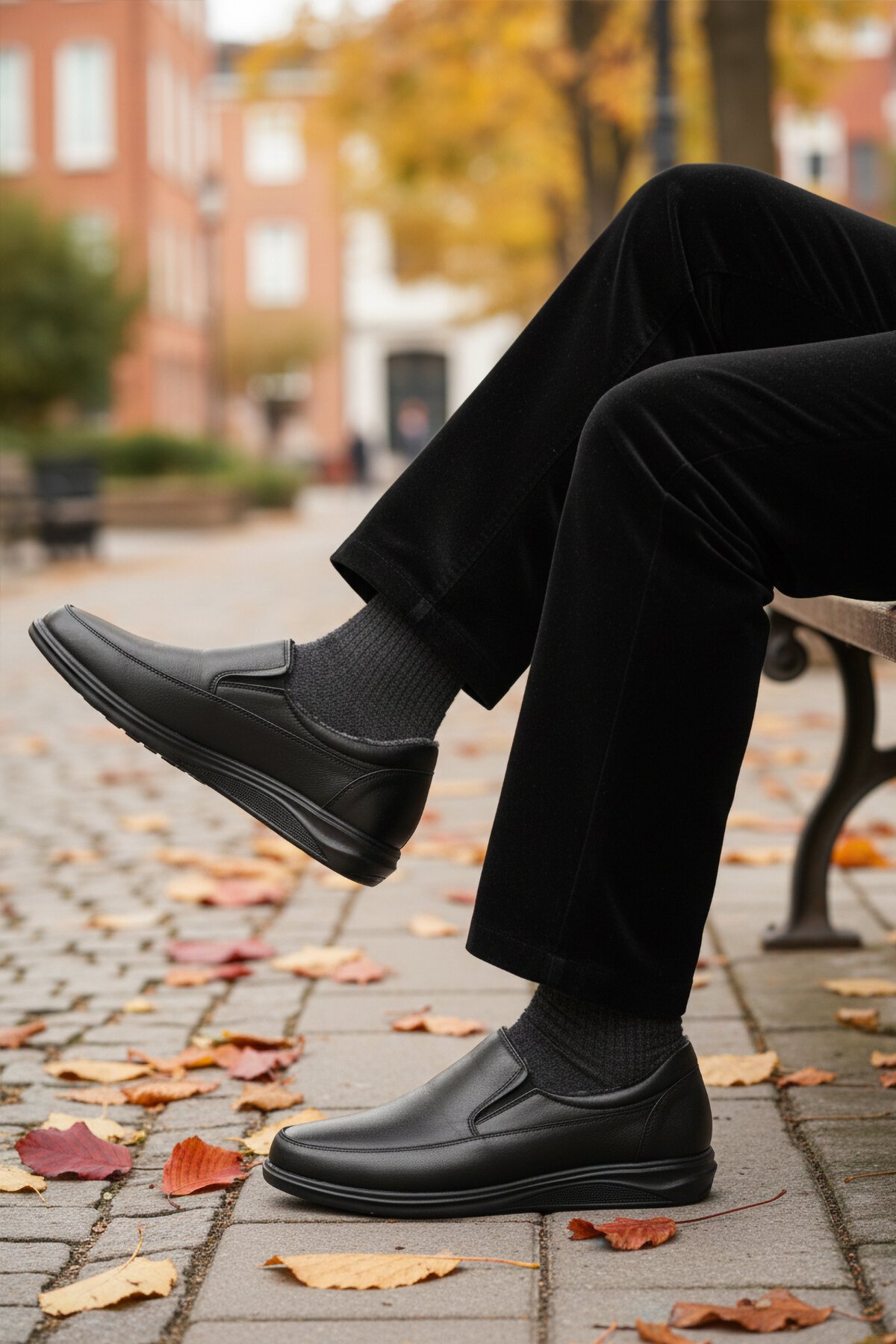 Siyah Hakiki Deri İçi Kürklü Erkek Günlük Ayakkabı 472 M