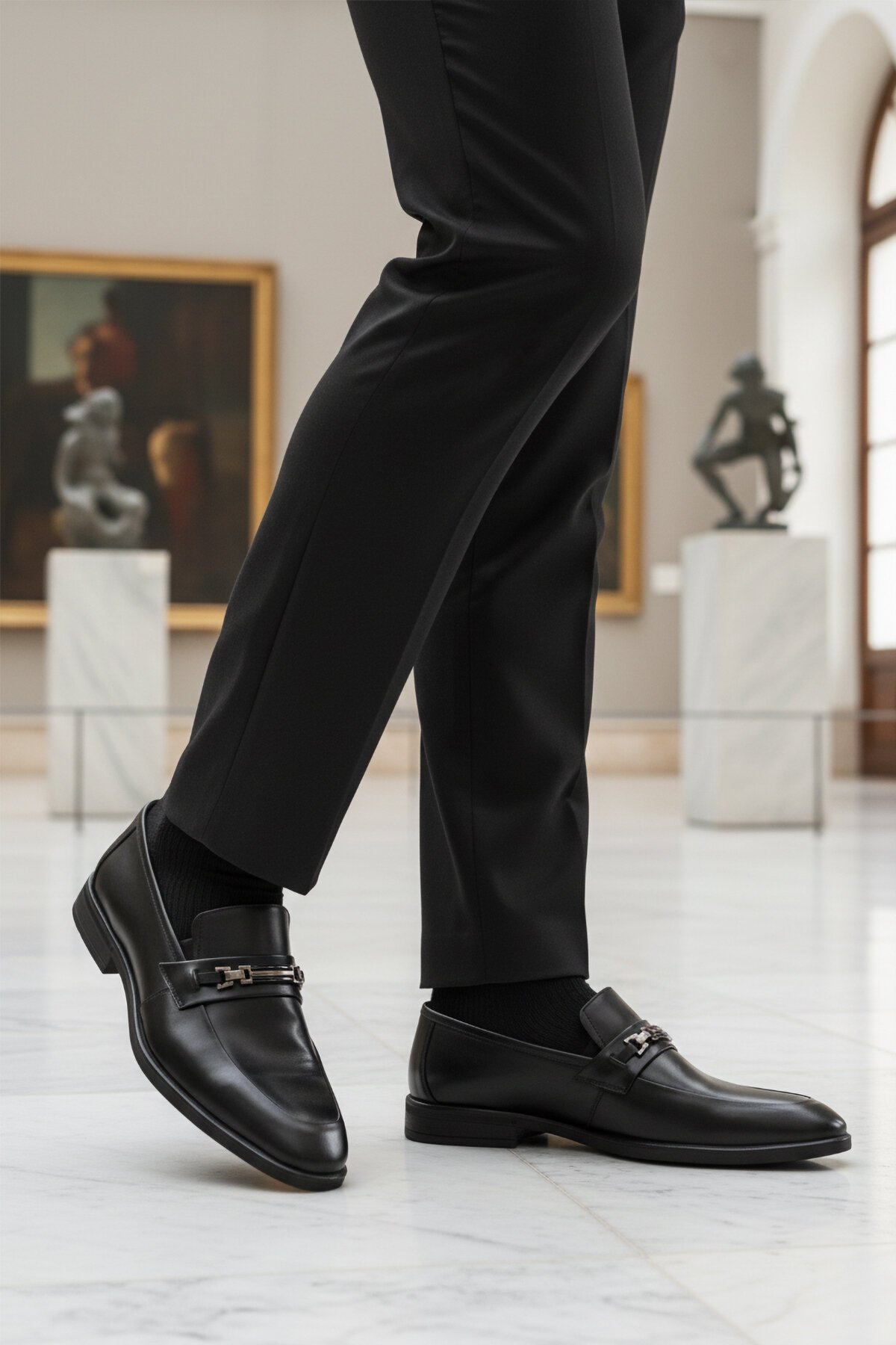 Siyah Hakiki Deri Erkek Klasik Ayakkabı 854-T M