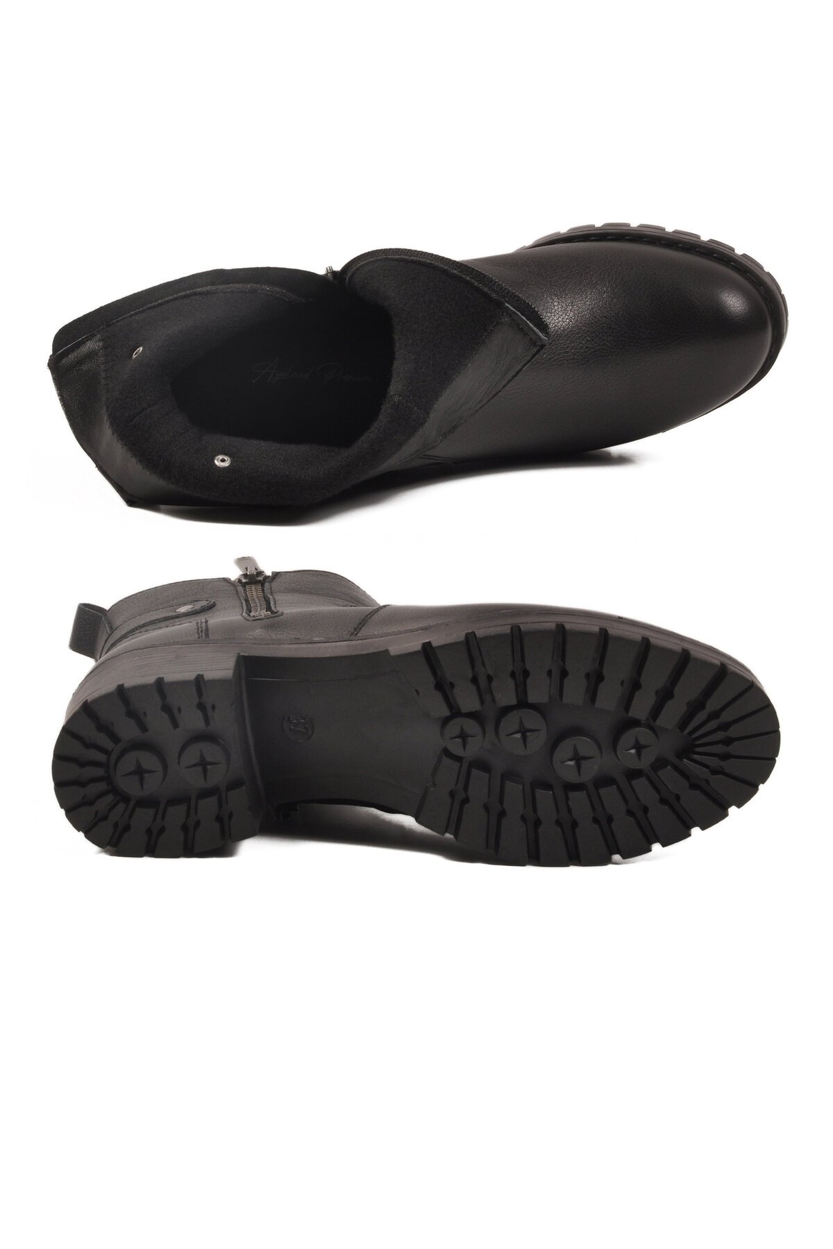 Siyah Hakiki Deri Kaymaz Taban Kadın Bot Premium 4663-1 Z