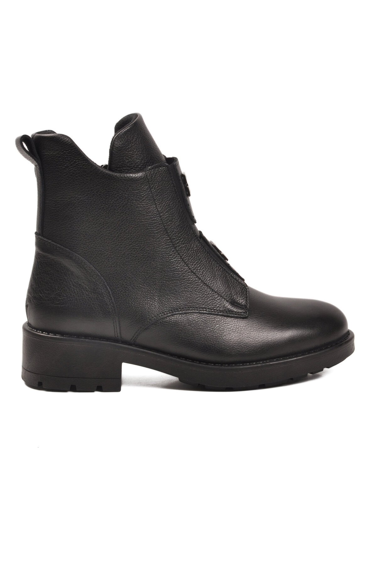Siyah Hakiki Deri Fermuarlı Kadın Bot Premium 24102-1 Z