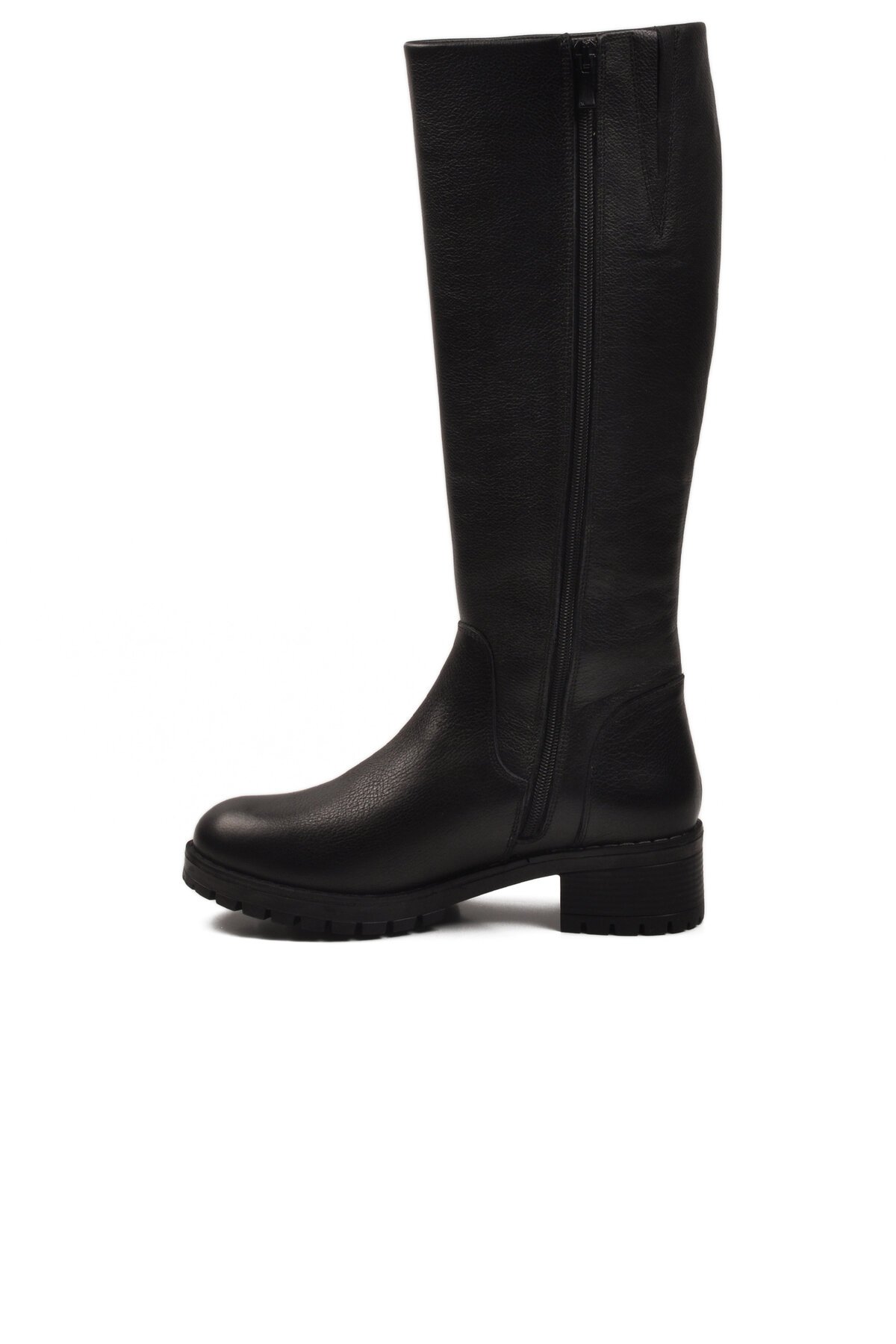 Siyah Hakiki Deri Kaymaz Taban Kadın Çizme 26900-1 Z