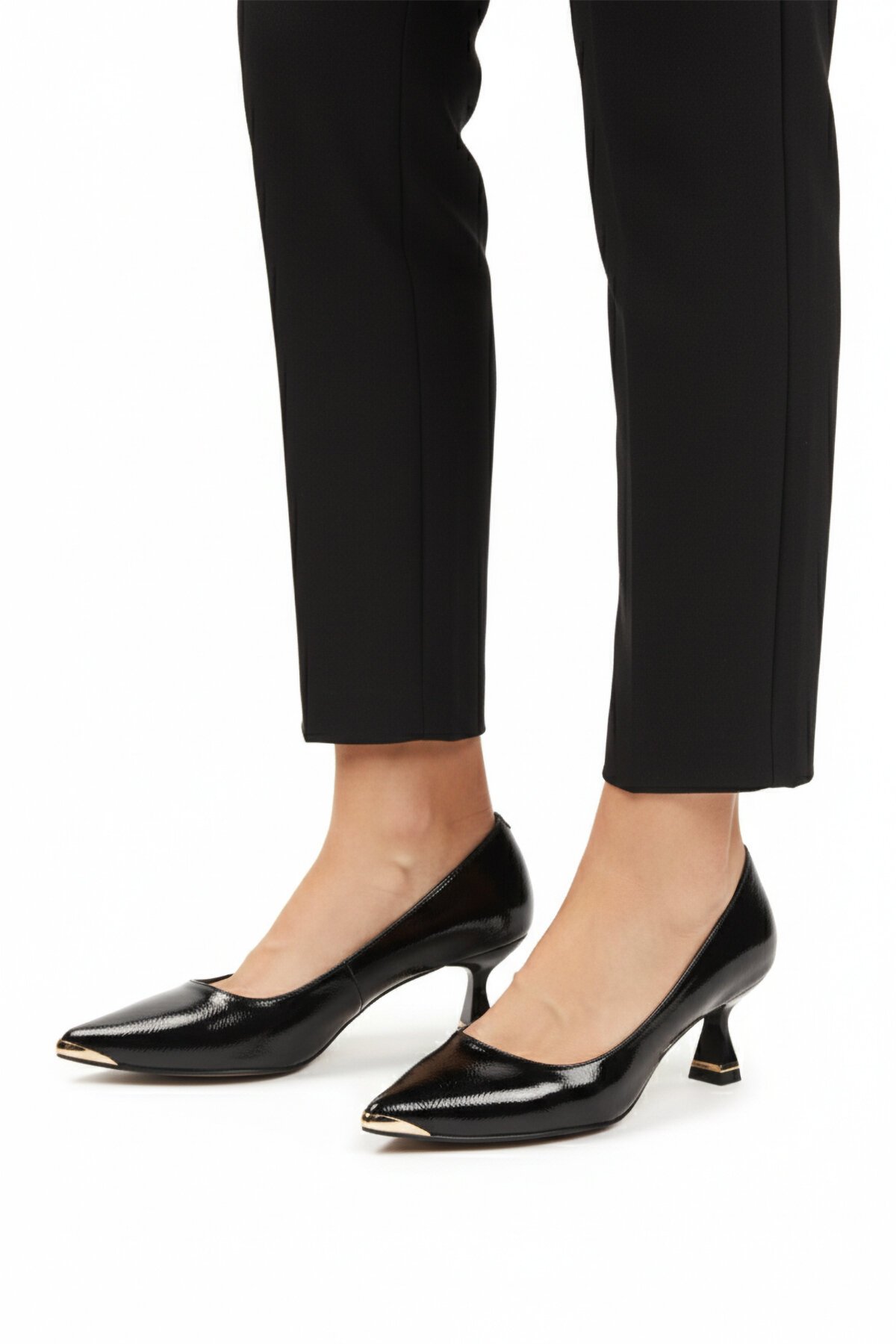 Siyah Kırışık Rugan İnce Topuklu Hafif Kadın Abiye Ayakkabı 357171 Z