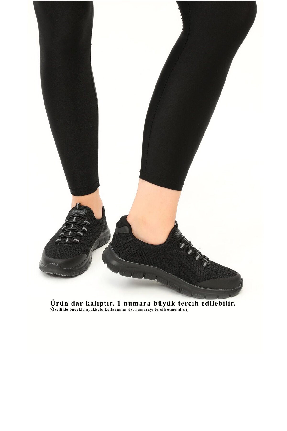 Siyah Cırtlı Hafif Esnek Kadın Spor Ayakkabı