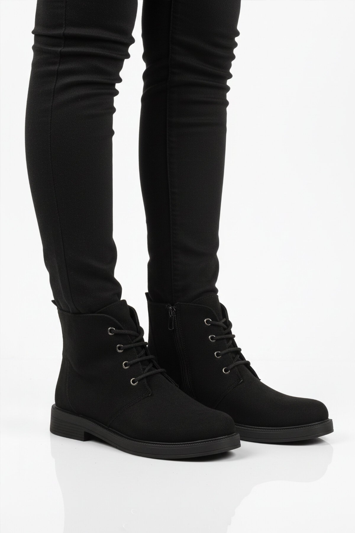 Siyah Süet İçi Polarlı Fermuarlı Kadın Bot 284098 Z