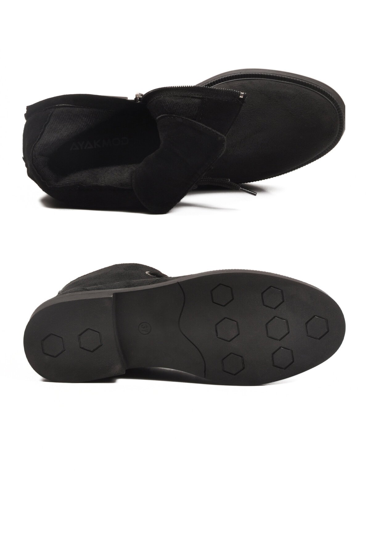 Siyah Süet İçi Polarlı Fermuarlı Kadın Bot 284098 Z