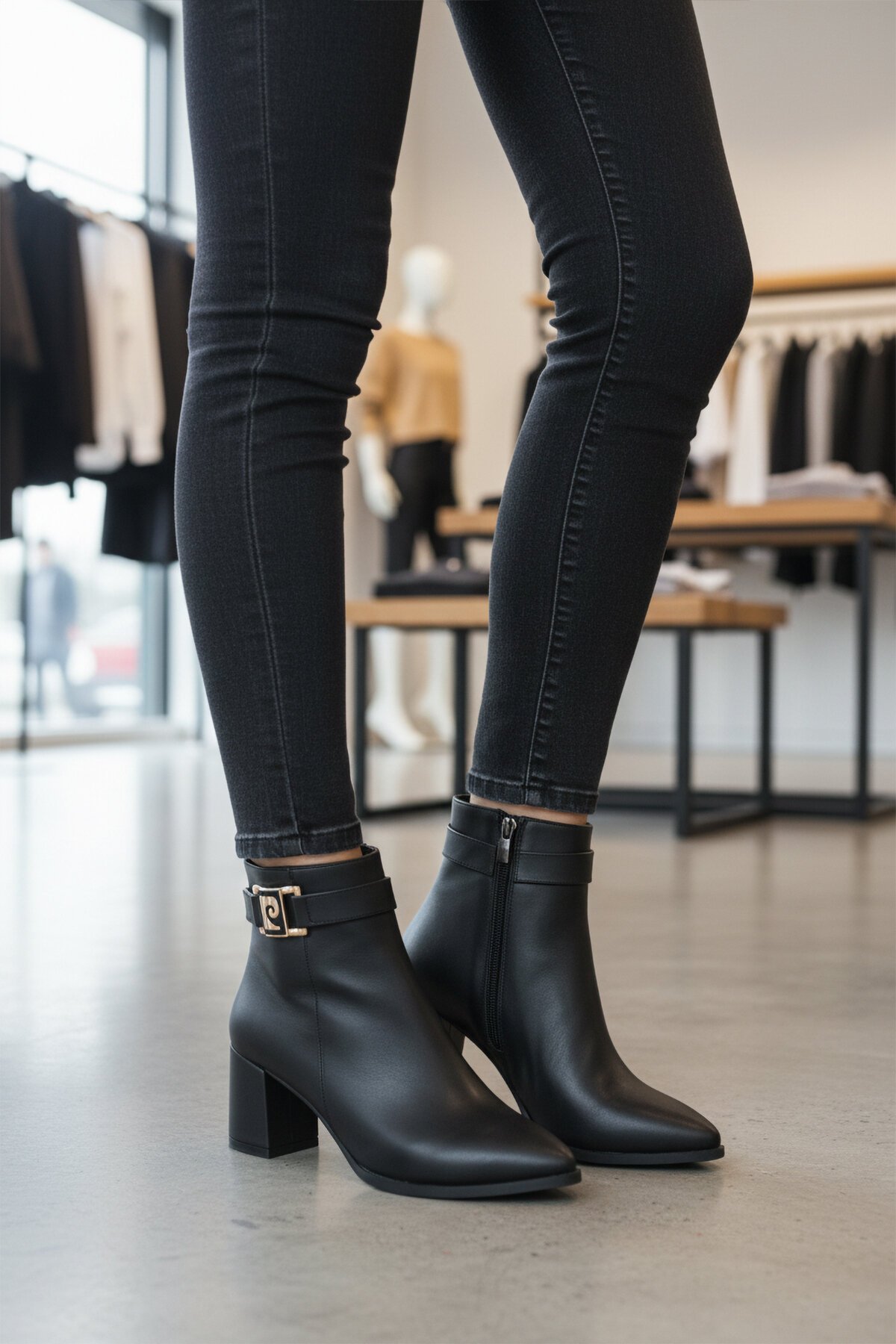 Siyah Fermuarlı Yüksek Topuklu Kadın Bot PC-54975 Z