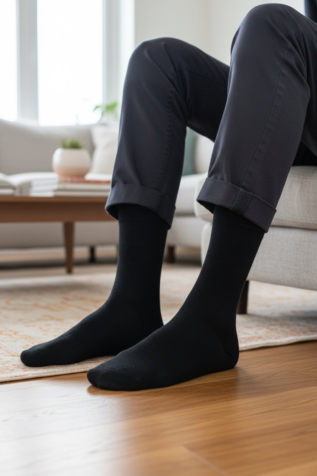 Siyah Tekstil Unisex Çorap BMB-2182 Bambu Uzun Çorap