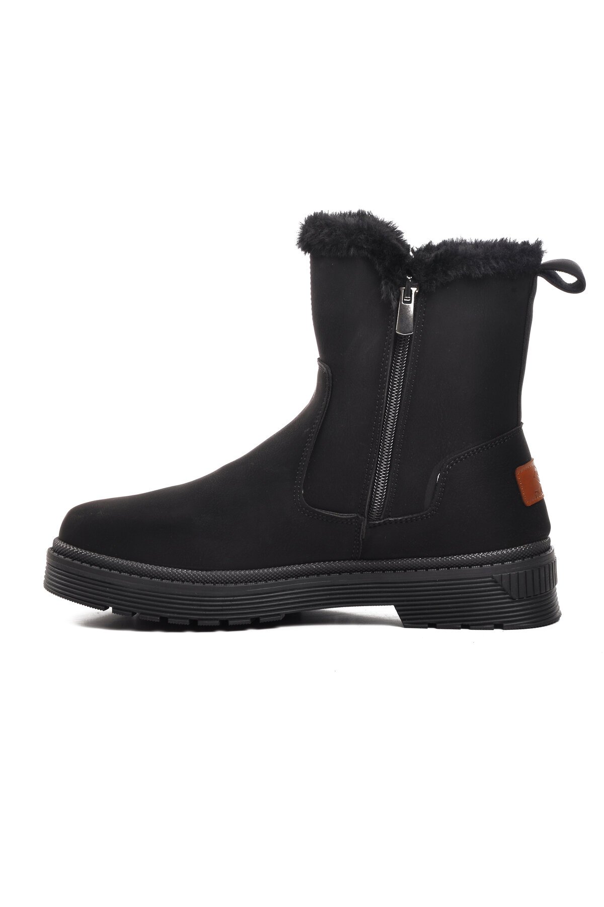 Siyah-Zümrüt Fermuarlı Polarlı Kadın Bot 23003 Z