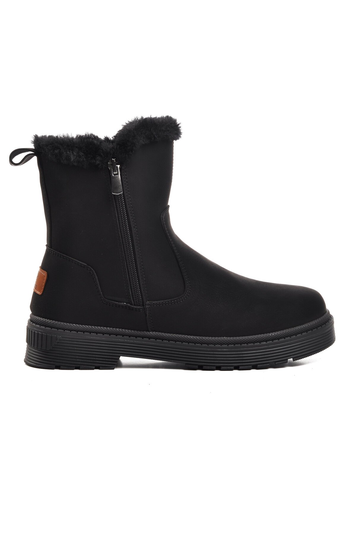 Siyah-Zümrüt Fermuarlı Polarlı Kadın Bot 23003 Z