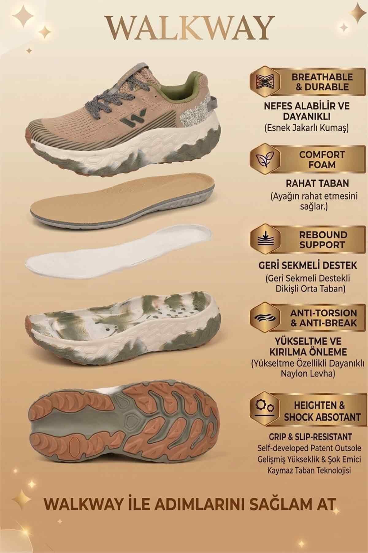 Bej Hafif Yüksek Tabanlı Memory Foarm Unisex Spor Ayakkabı B25XI101 G