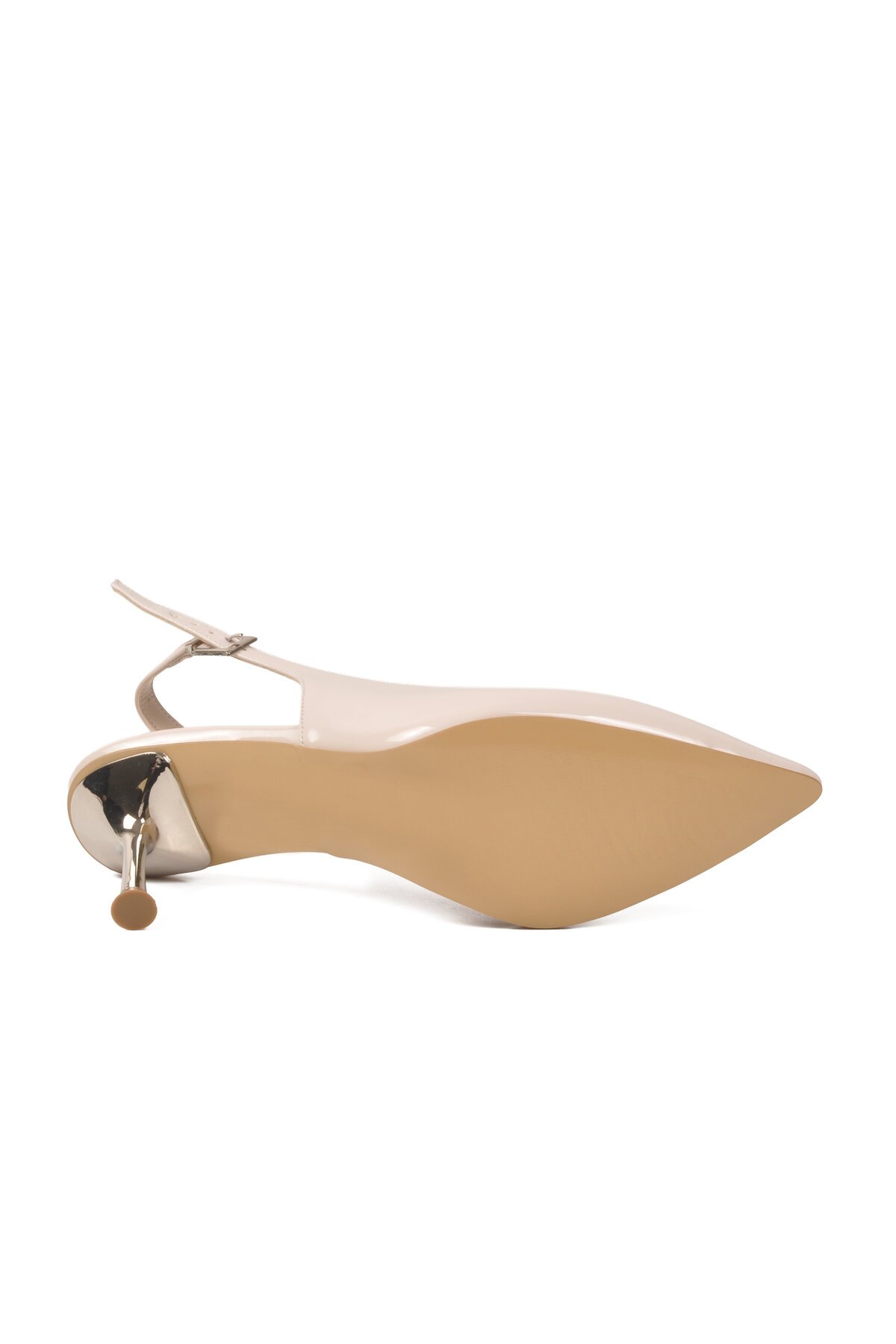 Bej Rugan Kadın İnce Topuklu Abiye Ayakkabı 653122 Z Geniş Kalıp