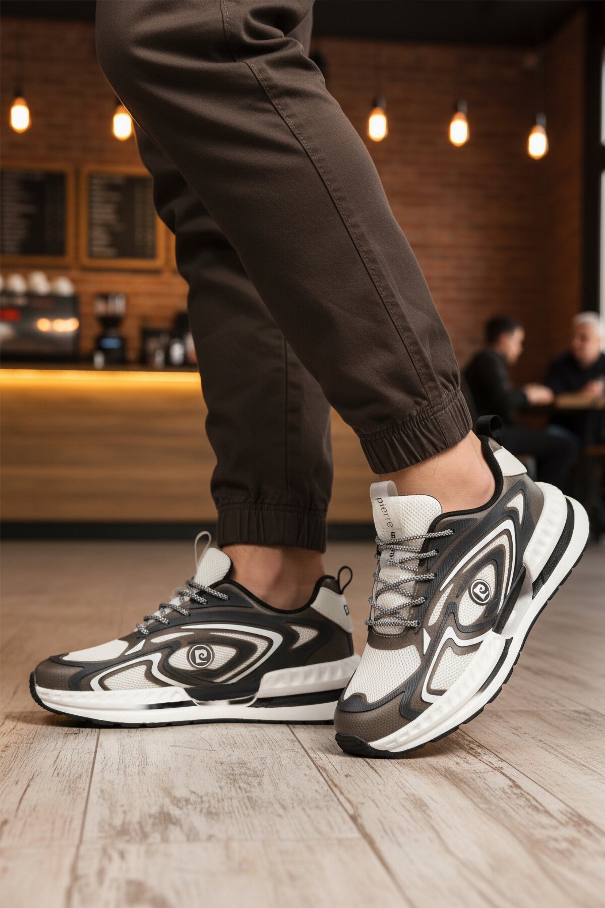 Beyaz-Füme Tekstil Erkek Spor Ayakkabı PCI-11616 M