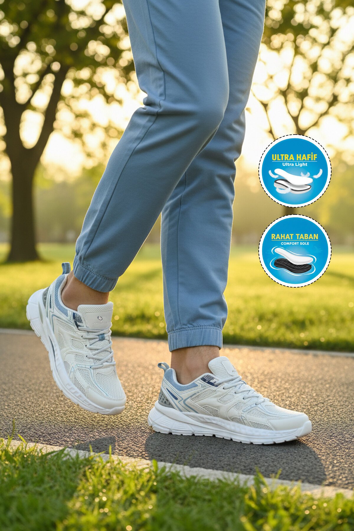 Beyaz-Mavi ComfortSole Taban Erkek Spor Ayakkabı BLAUSEE M