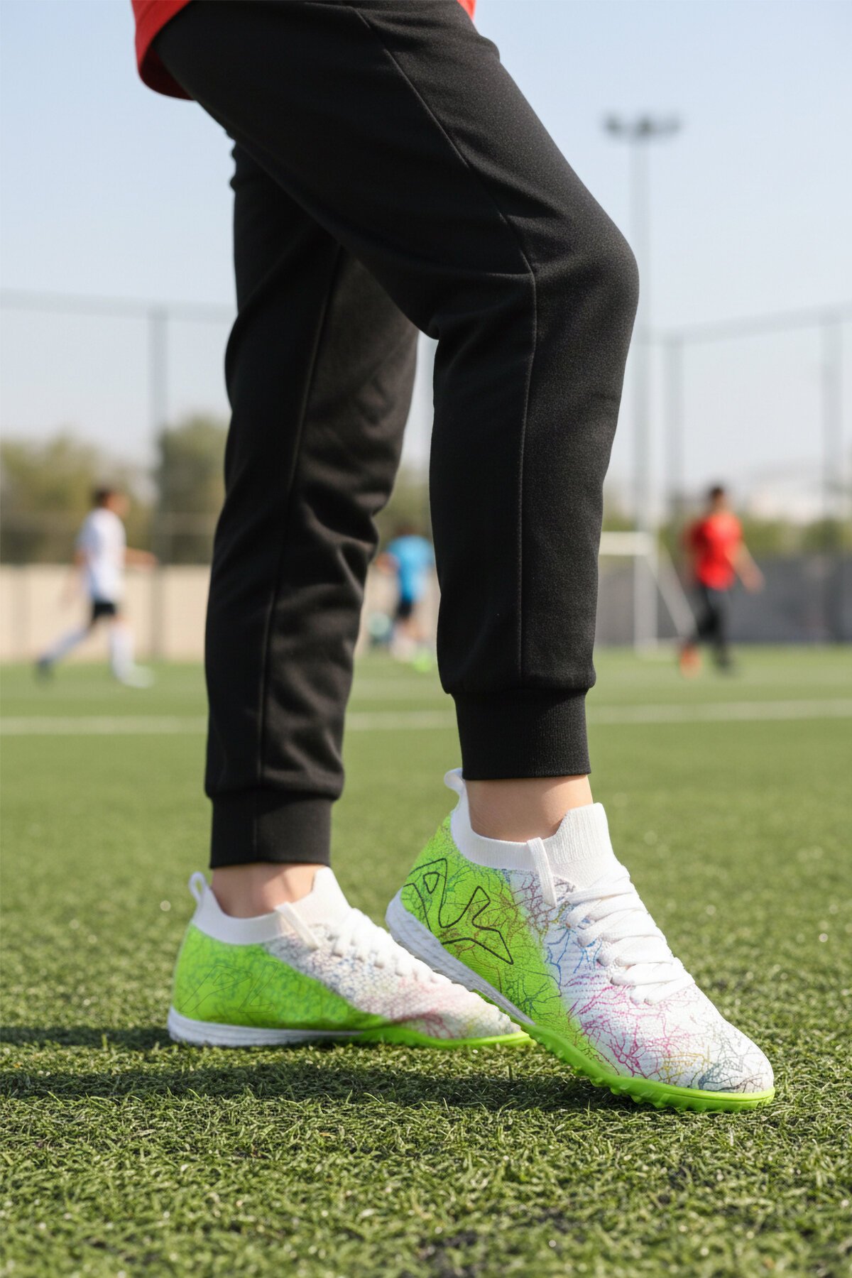 Beyaz-Neon Yeşil Unisex Halı Saha Ayakkabısı GH-252-153 G