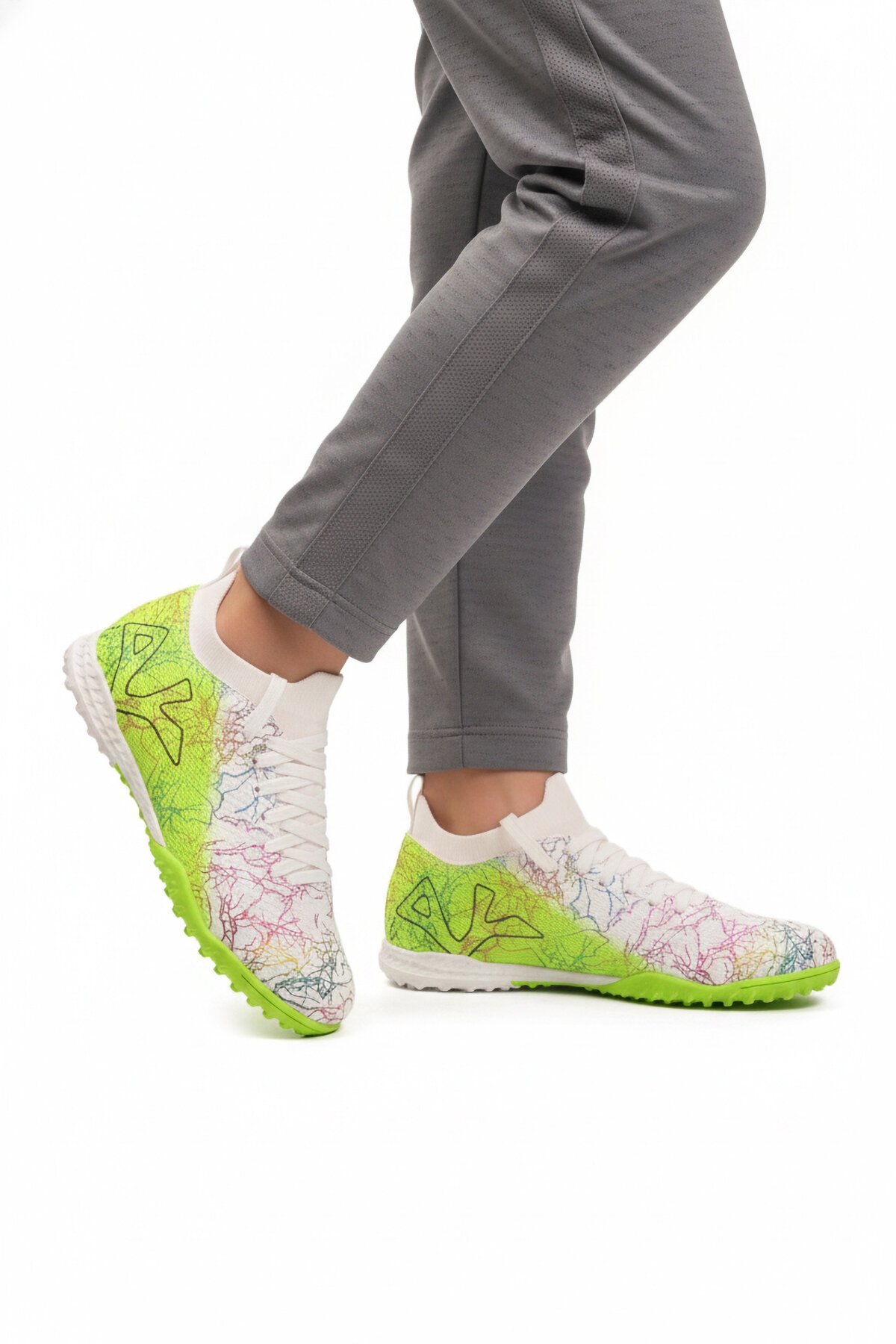 Beyaz-Neon Yeşil Unisex Halı Saha Ayakkabısı GH-252-153 G