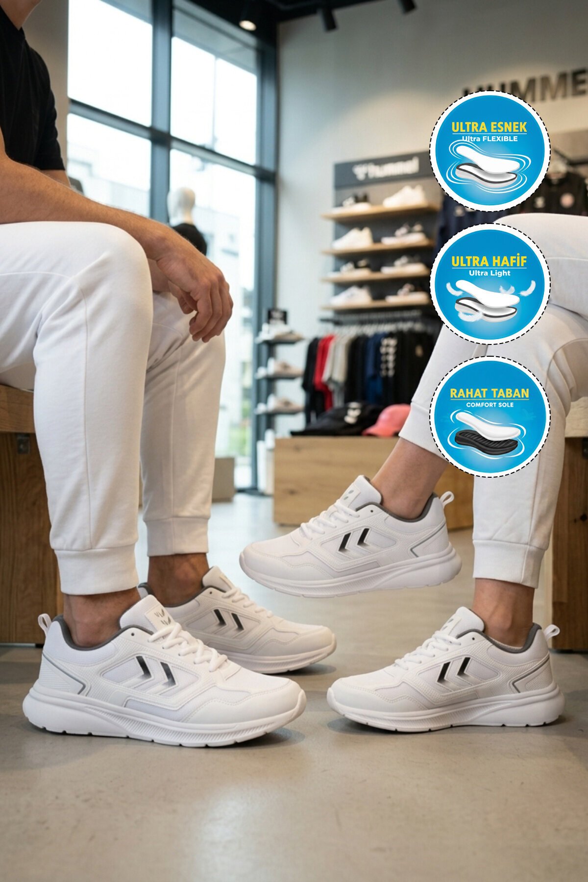 Beyaz-Siyah Rahat Taban Unisex Spor Ayakkabı 900895 Hml II