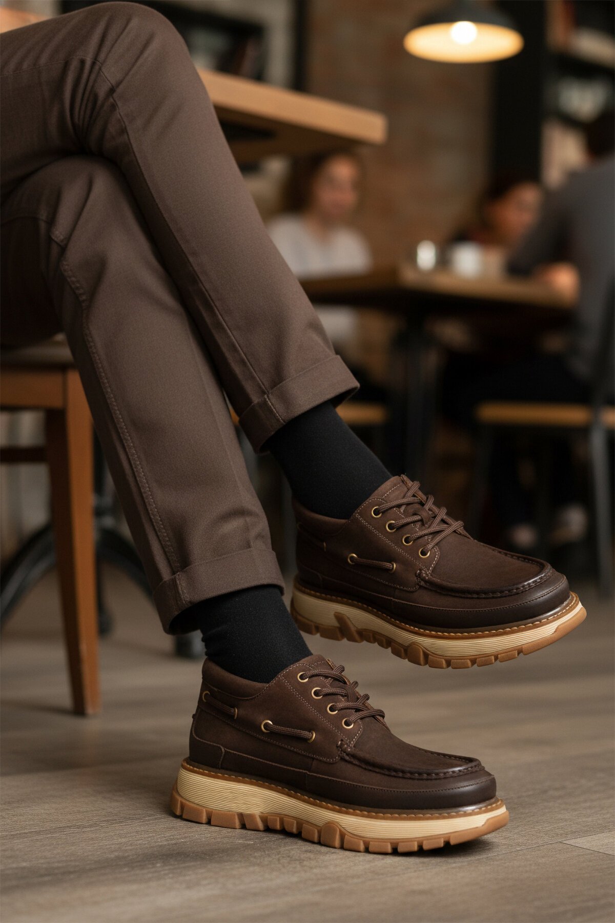 Kahve Nubuk Hakiki Deri Erkek Günlük Ayakkabı 25K550 M