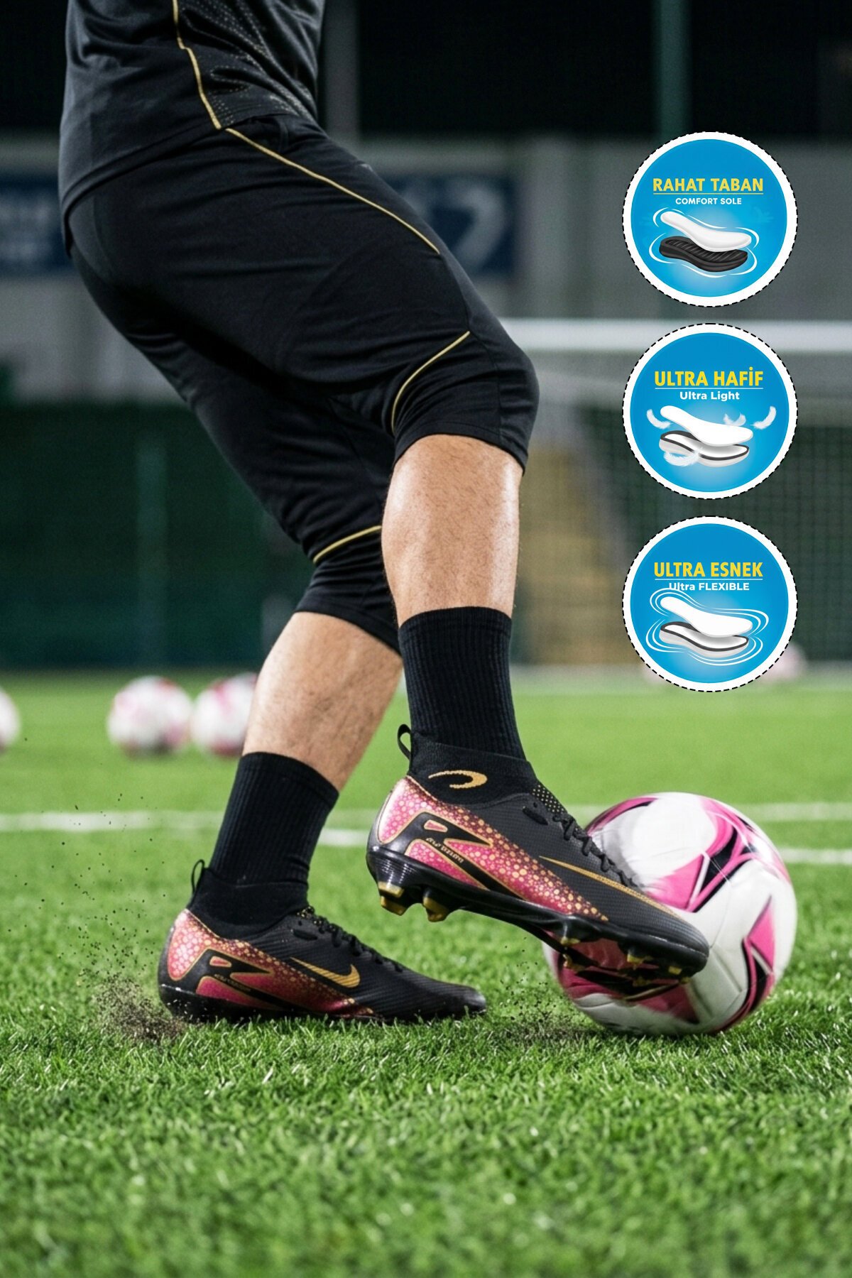 Siyah-Altın Hafif Unisex Krampon Laliga  610 G
