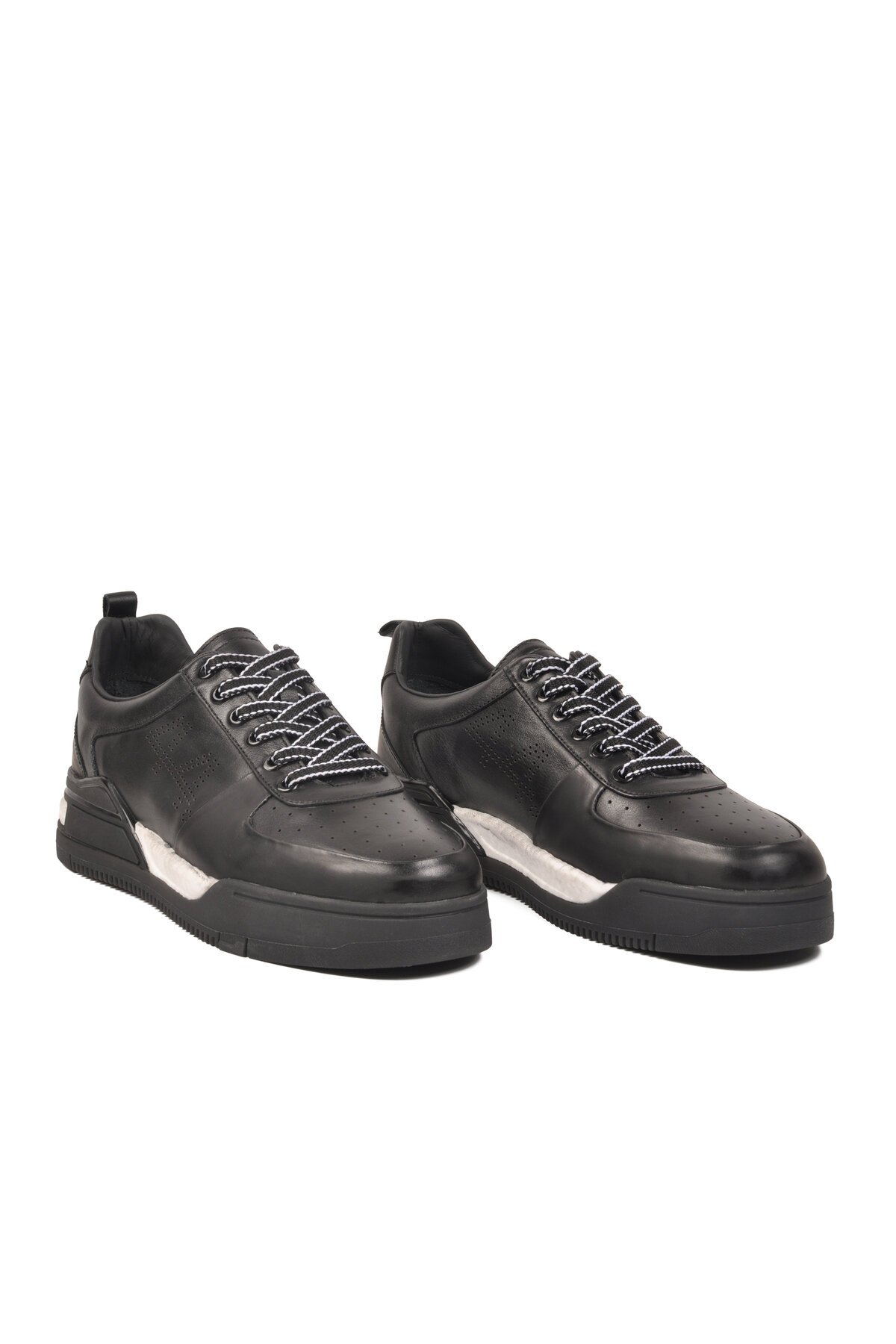 Siyah-Beyaz Hakiki Deri Erkek Günlük Ayakkabı 152-20207-2 M