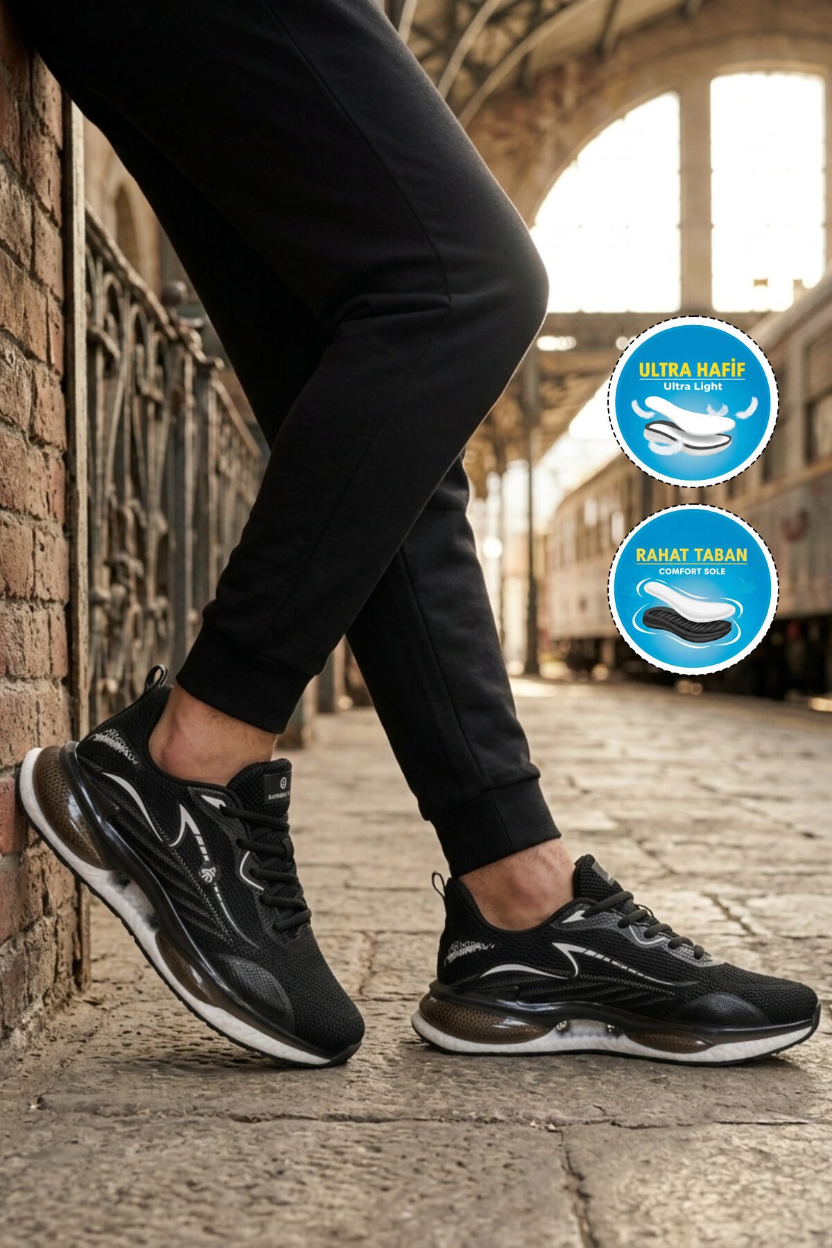 Siyah-Beyaz ComfortSole Taban Erkek Spor Ayakkabı 101 25087-M