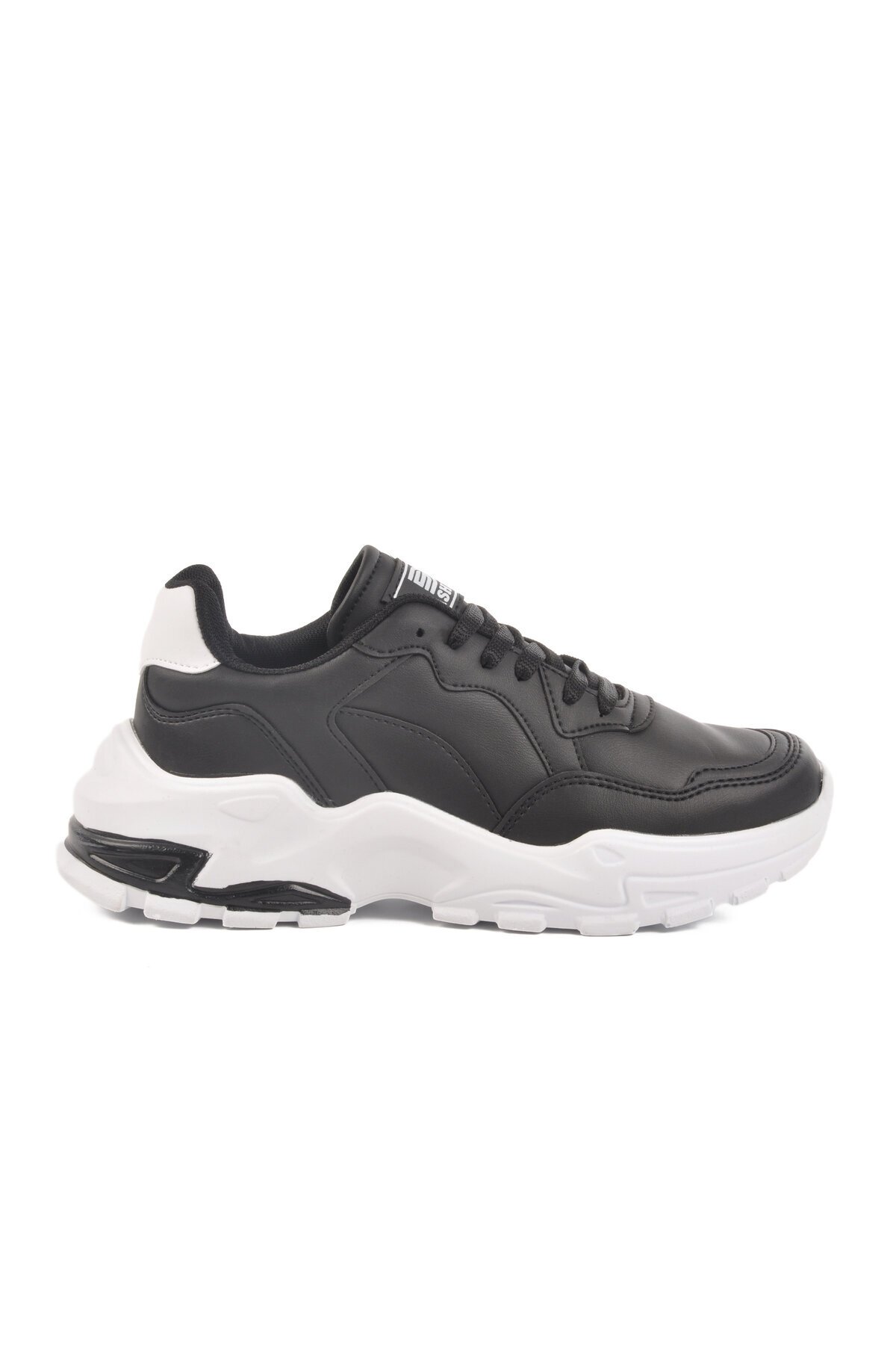 Siyah-Beyaz Suni Deri Kadın Spor Ayakkabı Walkway 159 G