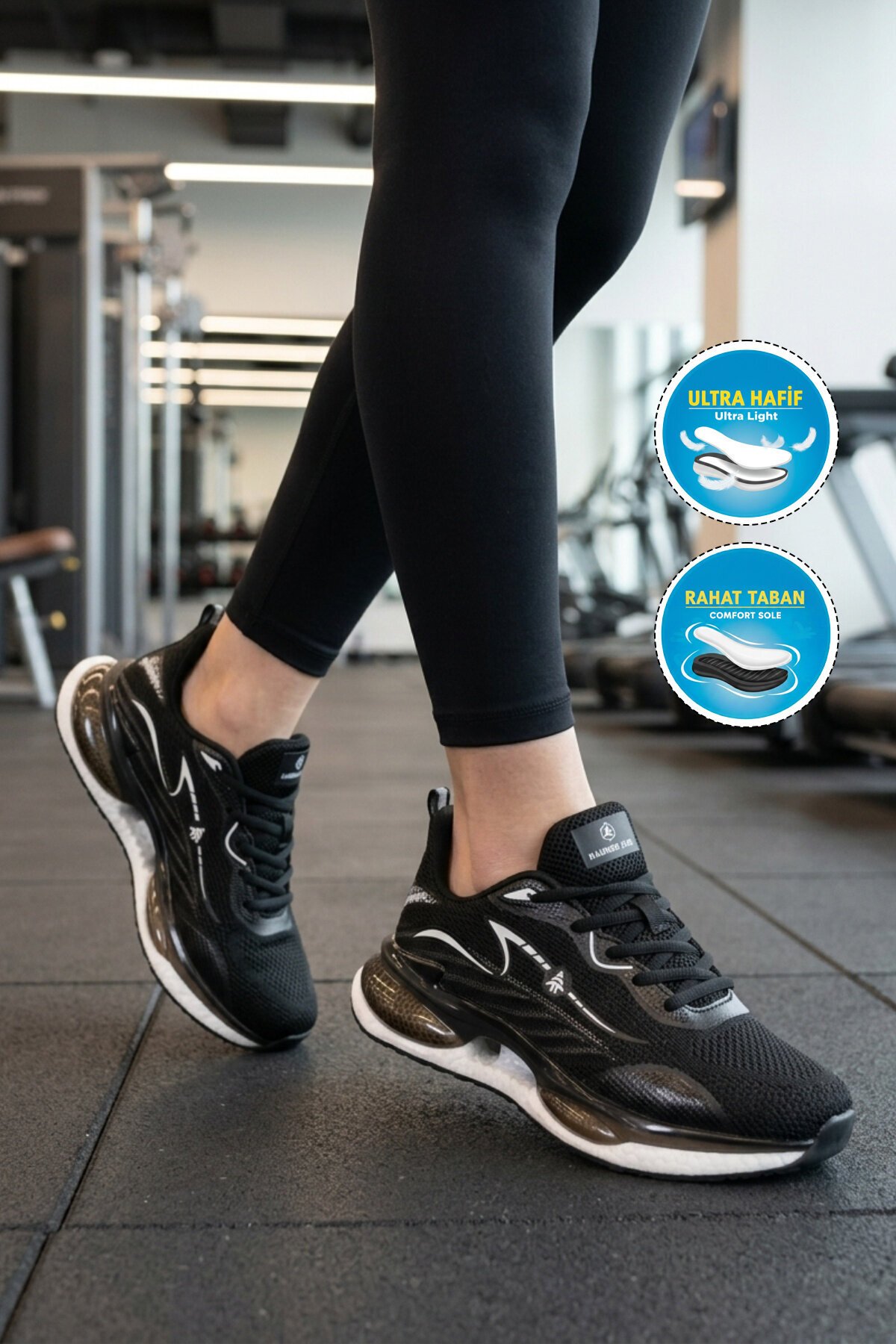 Siyah-Beyaz Tekstil ComfortSole Taban Unisex Spor Ayakkabı 101 25087-G