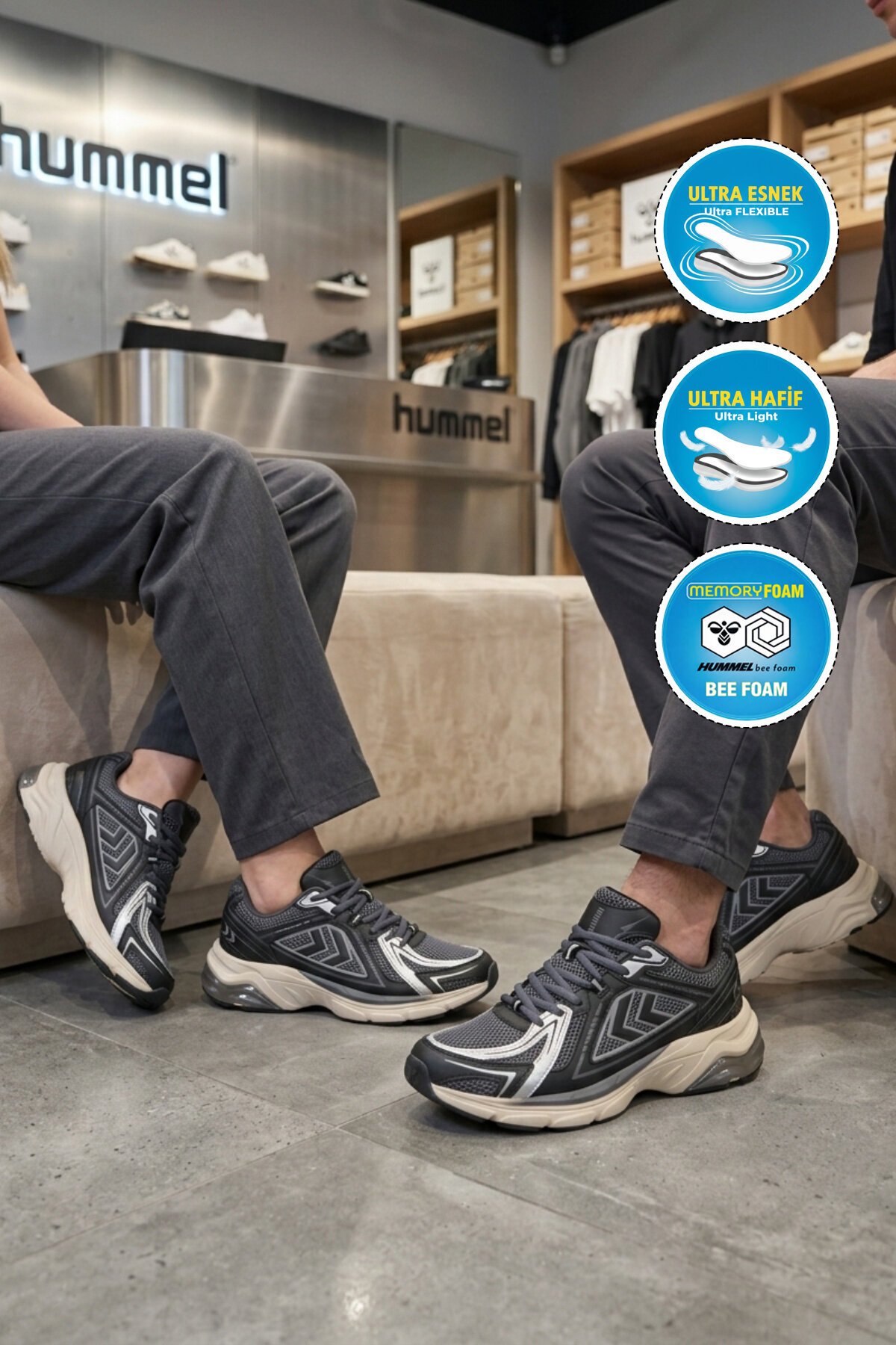 Siyah-Gri Tekstil Unisex Spor Ayakkabı 900794 Hml 700