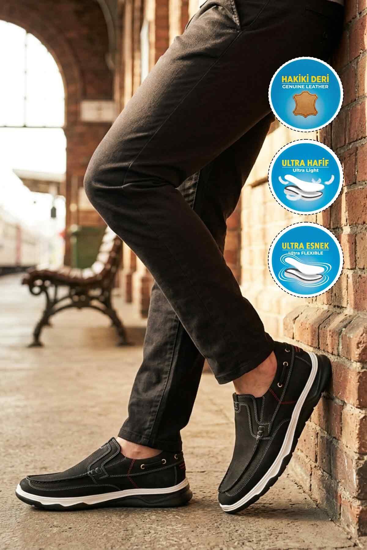 Premium Siyah Hakiki Deri Erkek Günlük Ayakkabı 2675 M