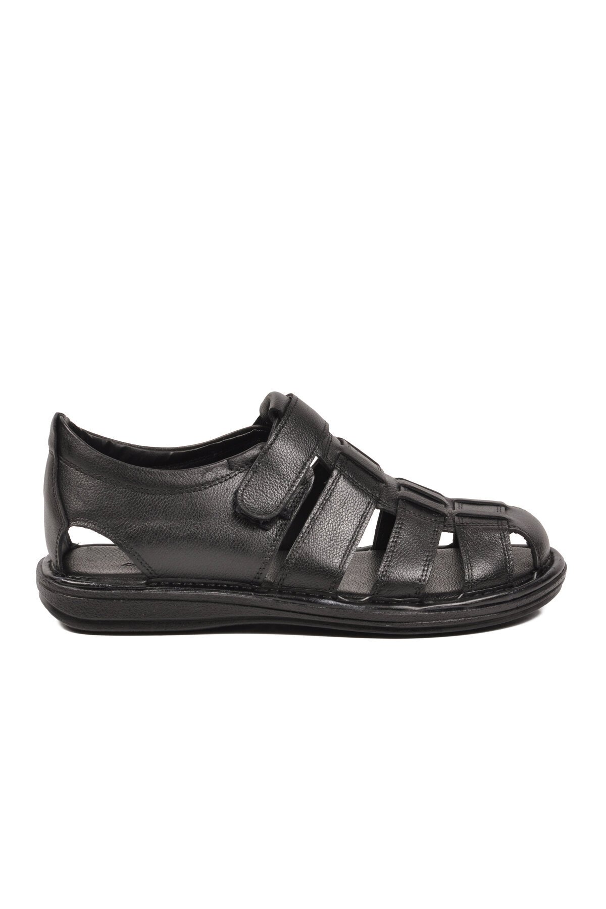 Siyah Hakiki Deri ComfortSole Taban Erkek Sandalet 8520 M