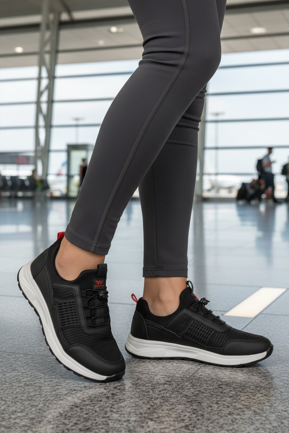 Siyah-Kırmızı Tekstil Unisex Spor Ayakkabı Nans 6006 G